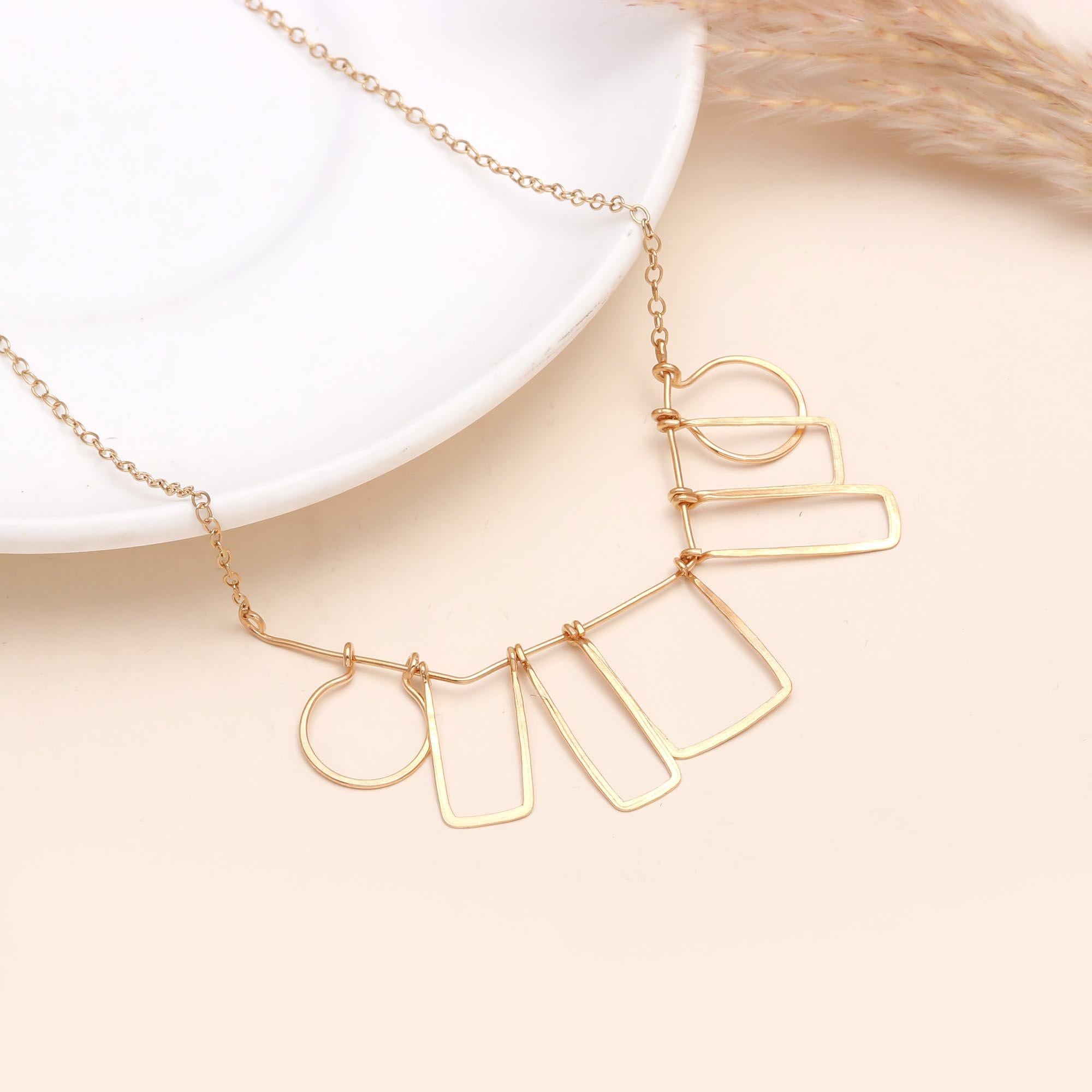 925 Sterling Silver Geometric Modern Art Wire Necklace