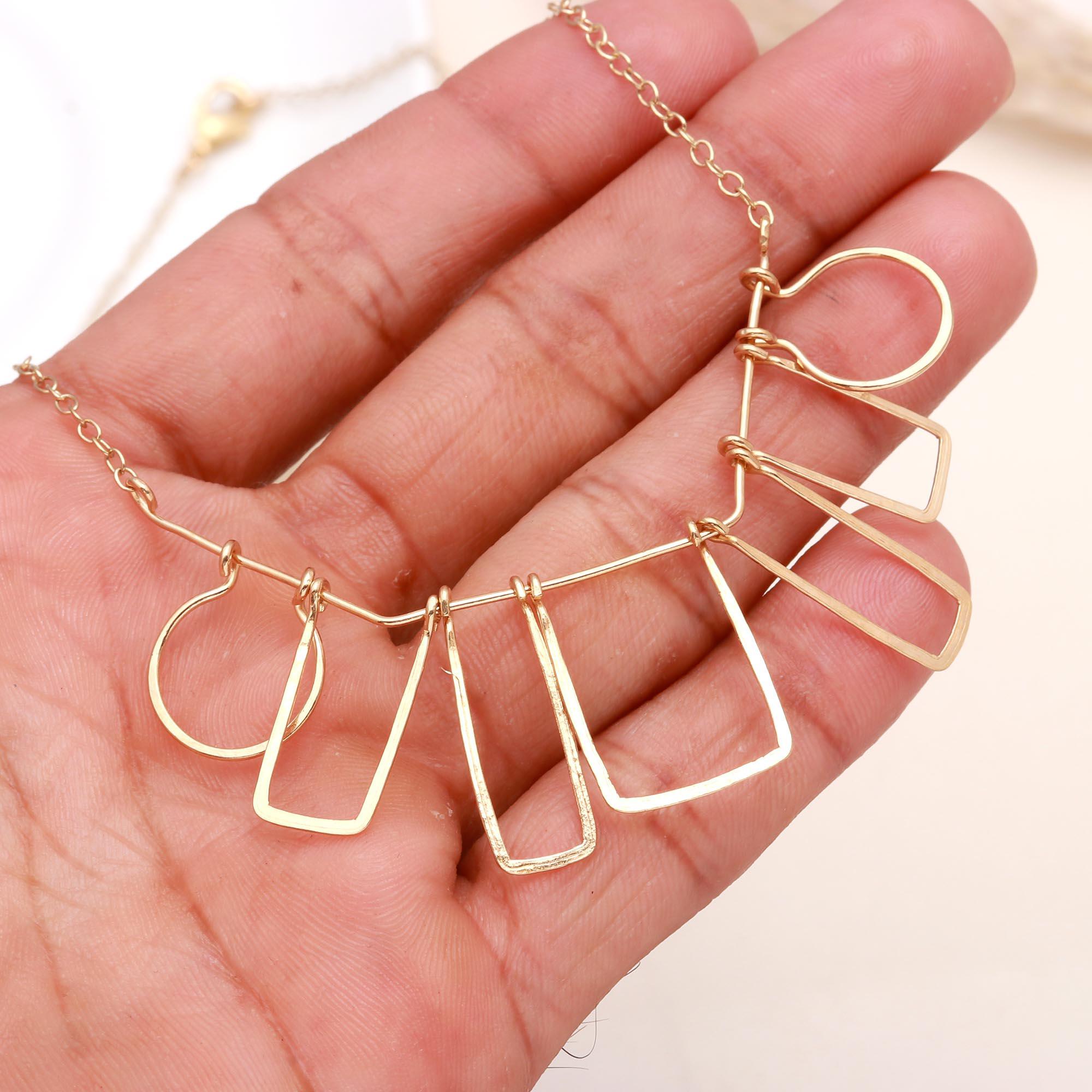 925 Sterling Silver Geometric Modern Art Wire Necklace