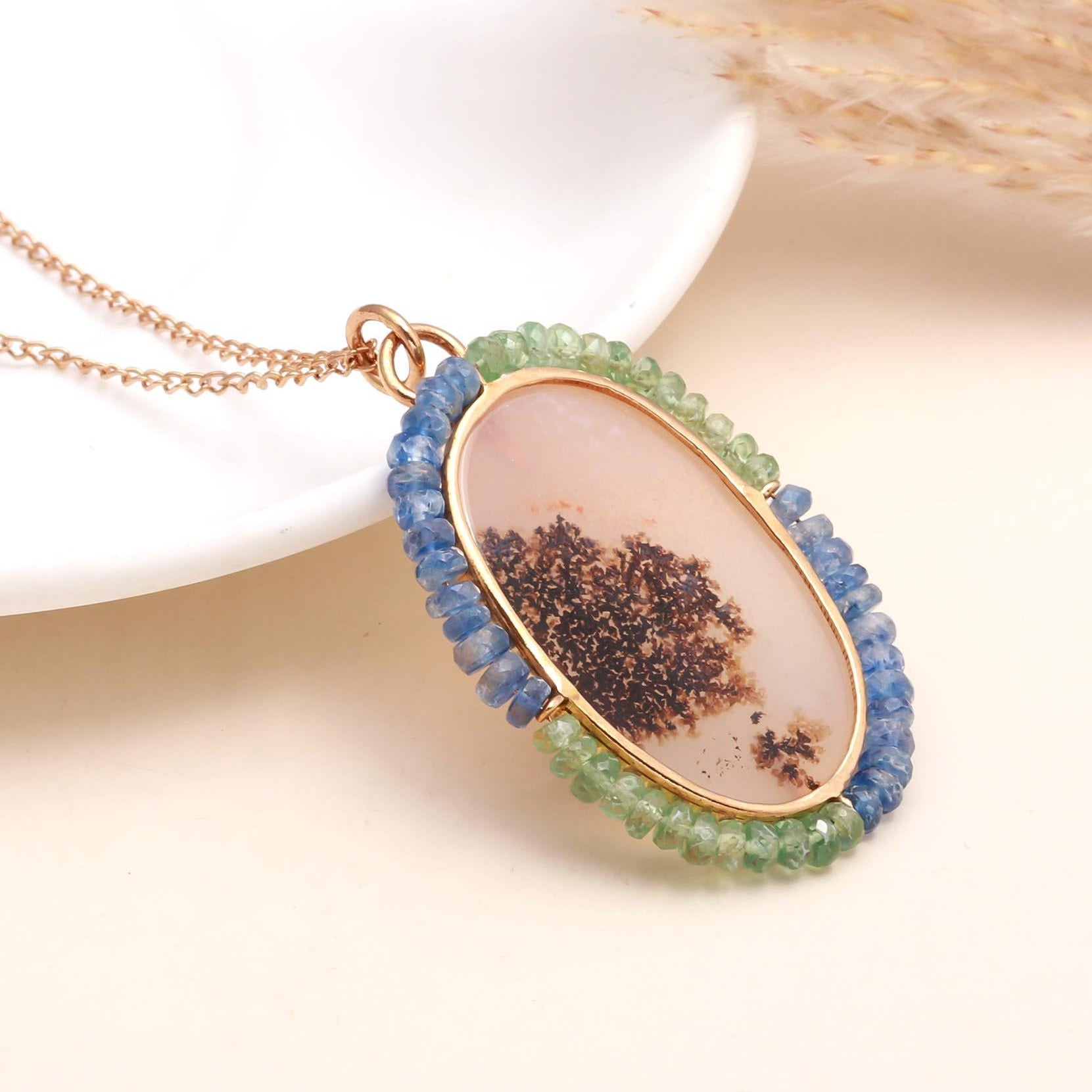 The Landscape Gem: Dendritic Agate Beaded Necklace