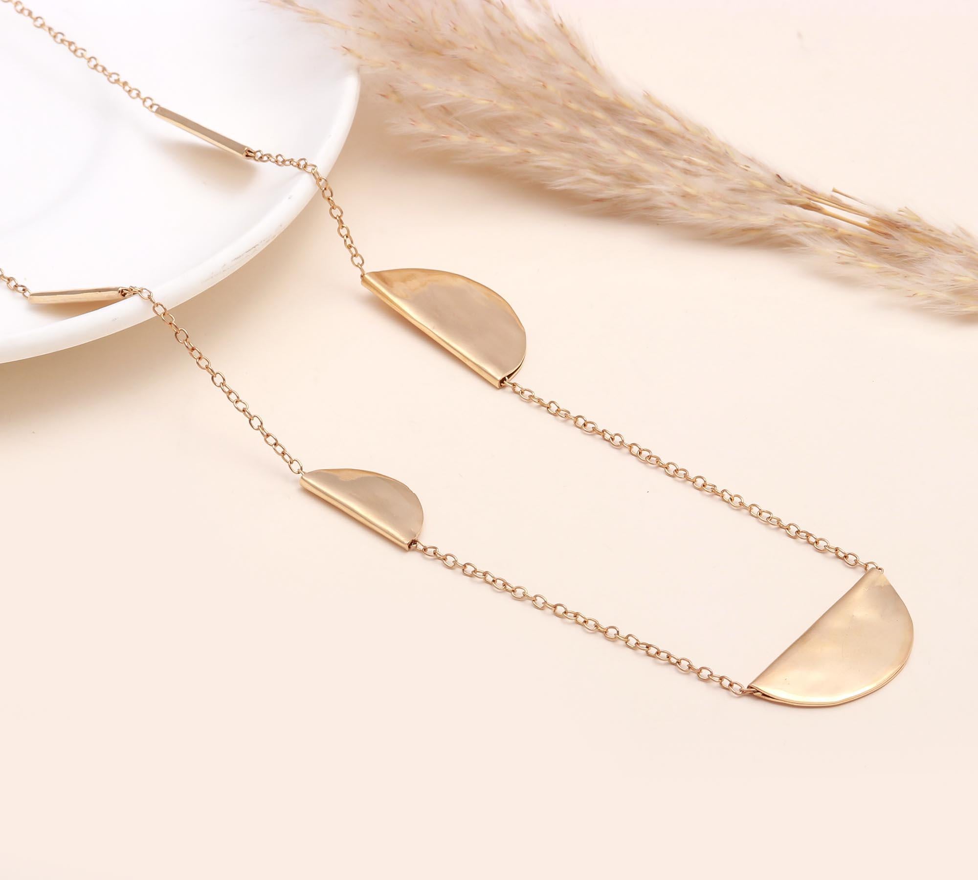 Geometric Half Moon Statement Necklace