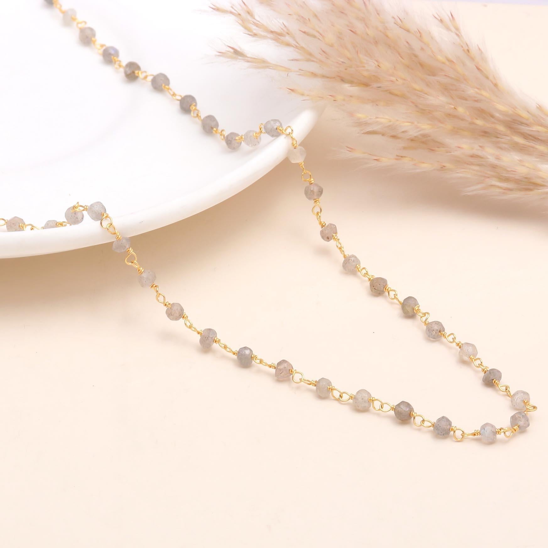 The Mystic Strand: Labradorite Beaded Chain Necklace