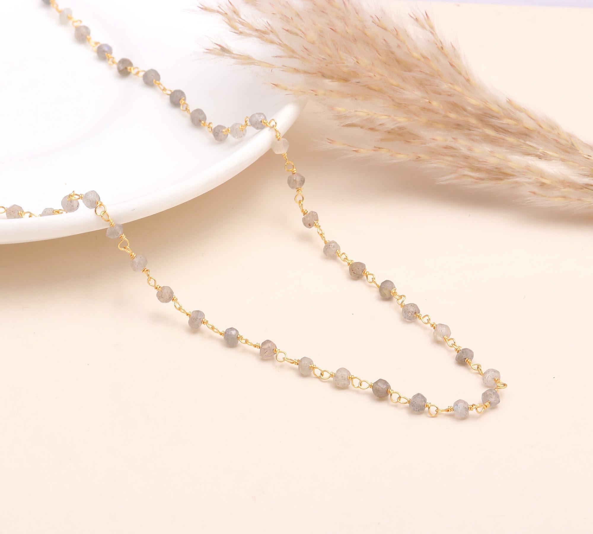 925 Silver Labradorite Beaded Necklace