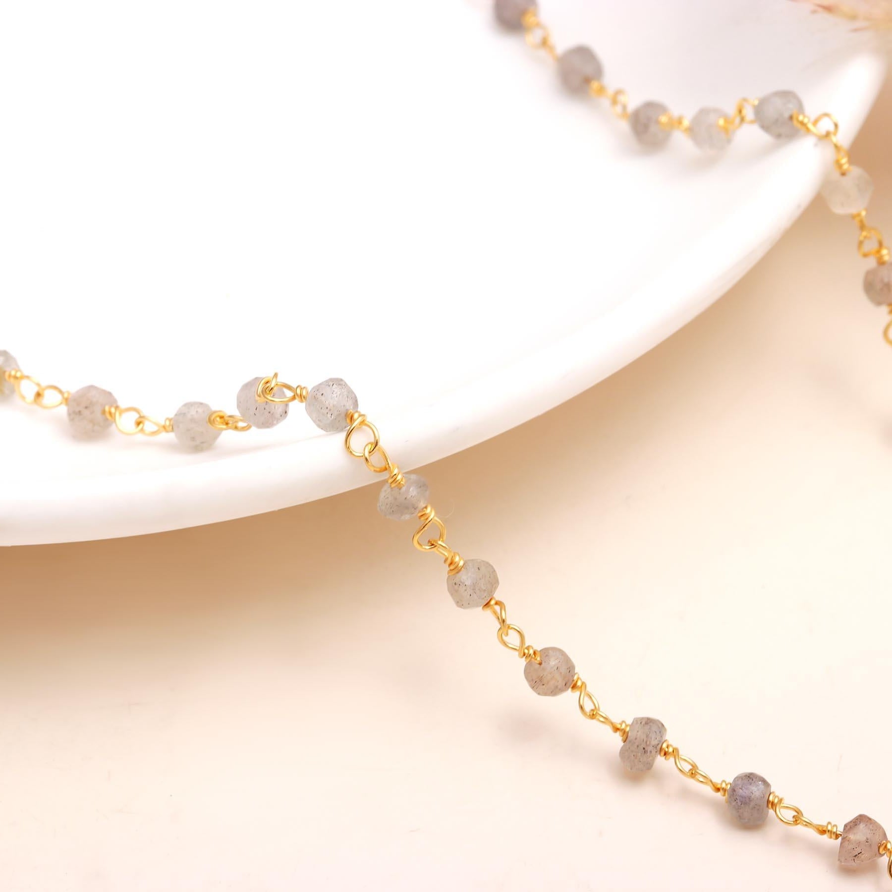 The Mystic Strand: Labradorite Beaded Chain Necklace