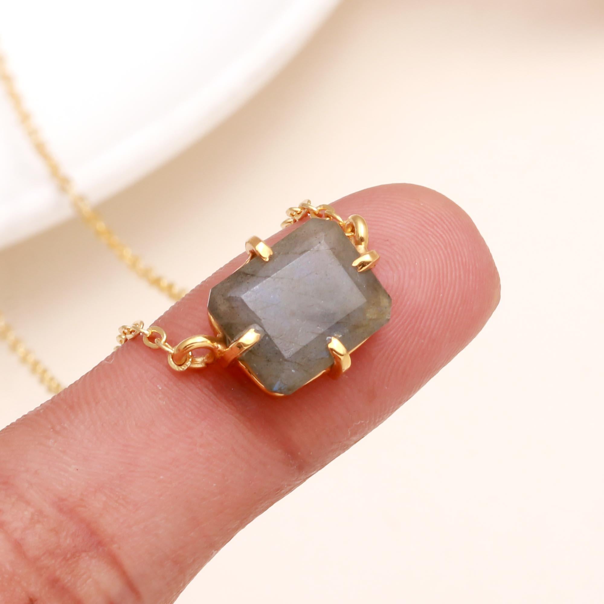 The Golden Rectangle: Faceted Labradorite Station Necklace