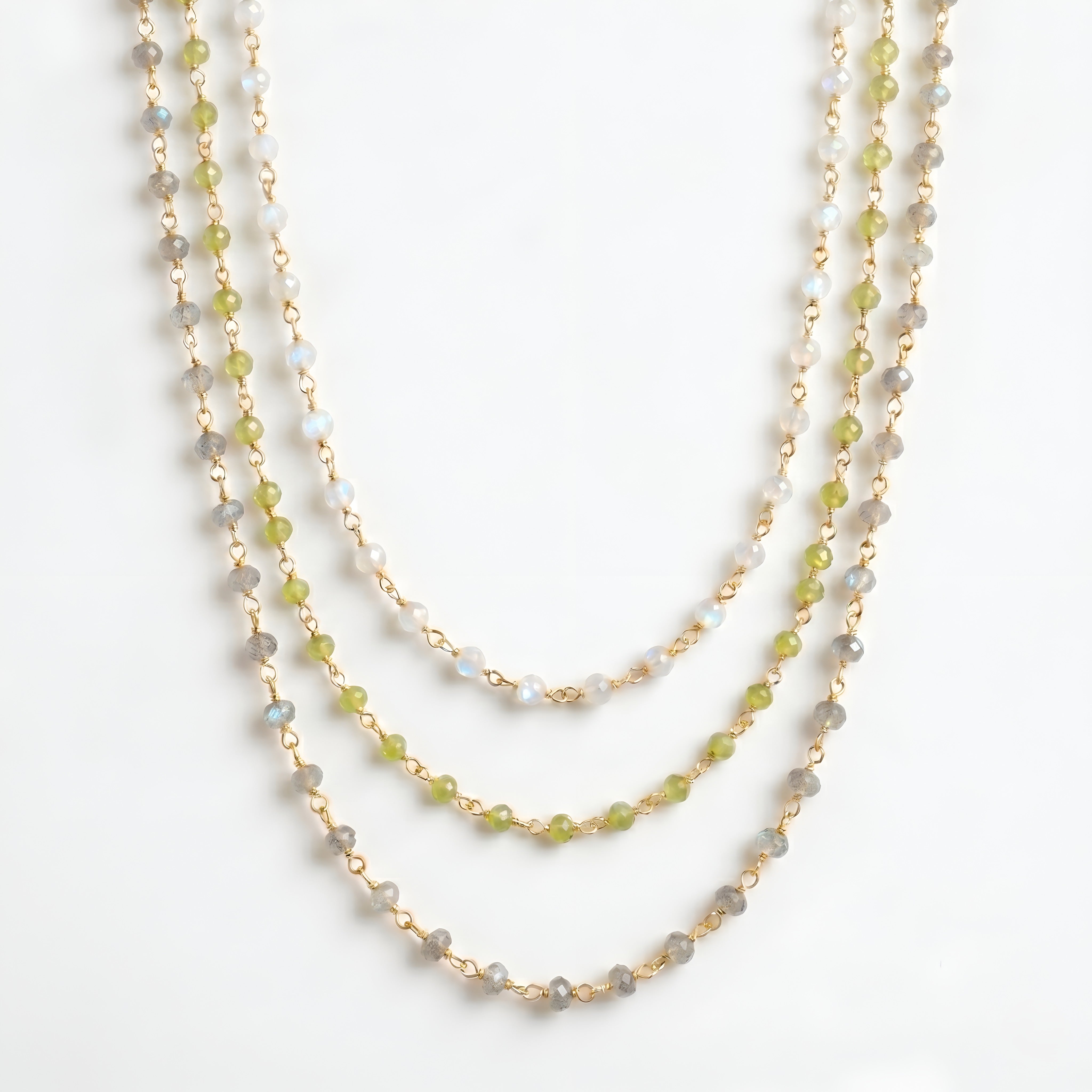 The Dainty Station: Gemstone Beaded Gold Necklace