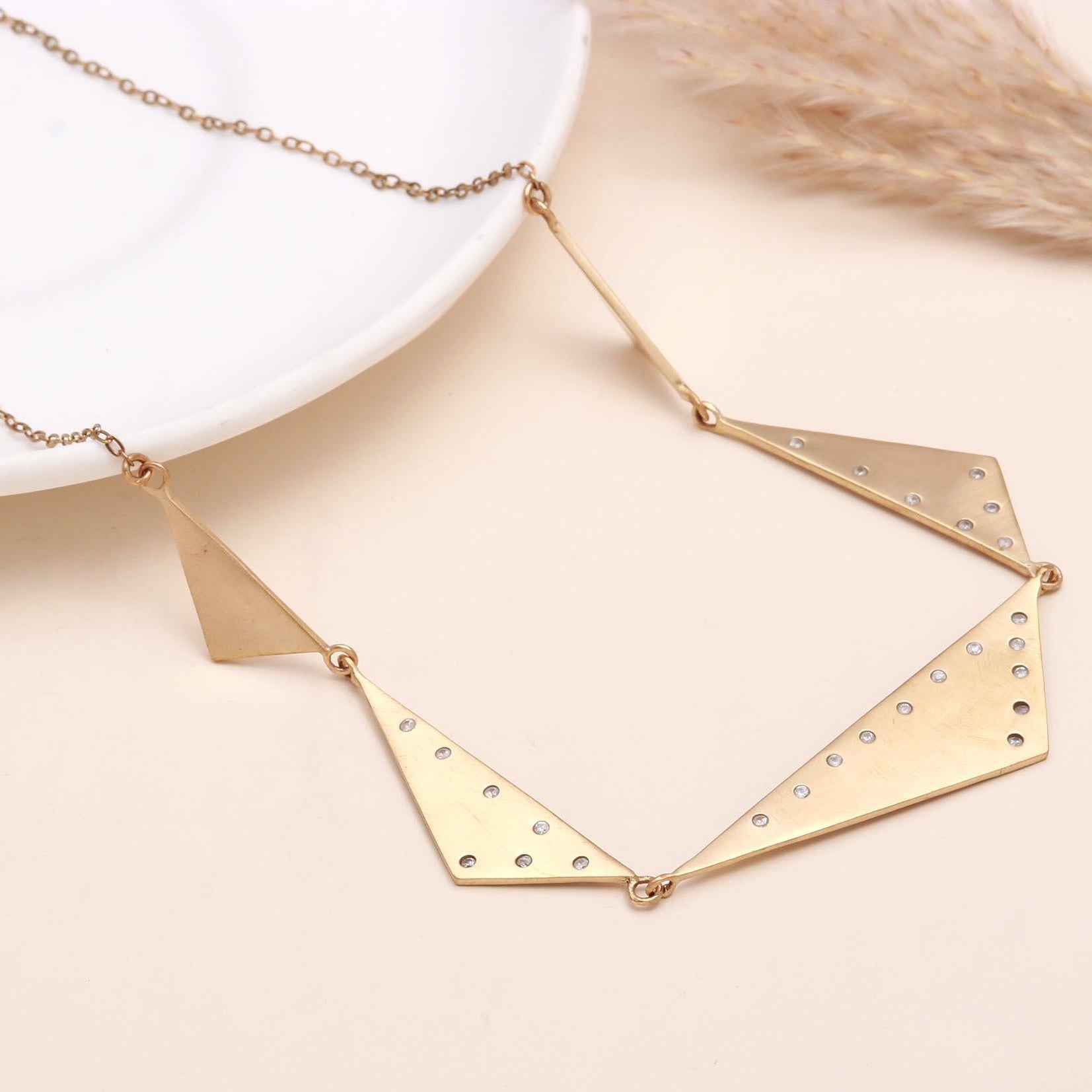 The Geo Collar: Asymmetric Triangle Station Necklace