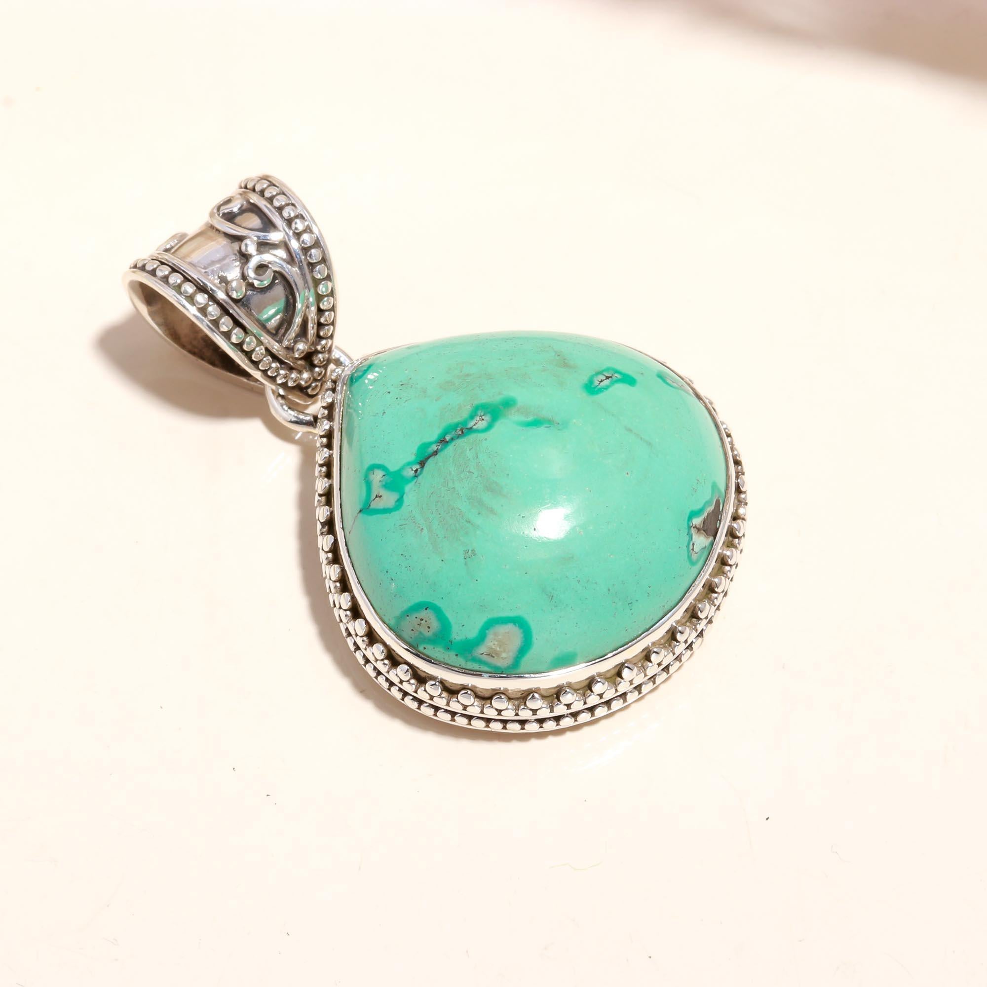 The Turquoise Empress: Teardrop Statement Pendant