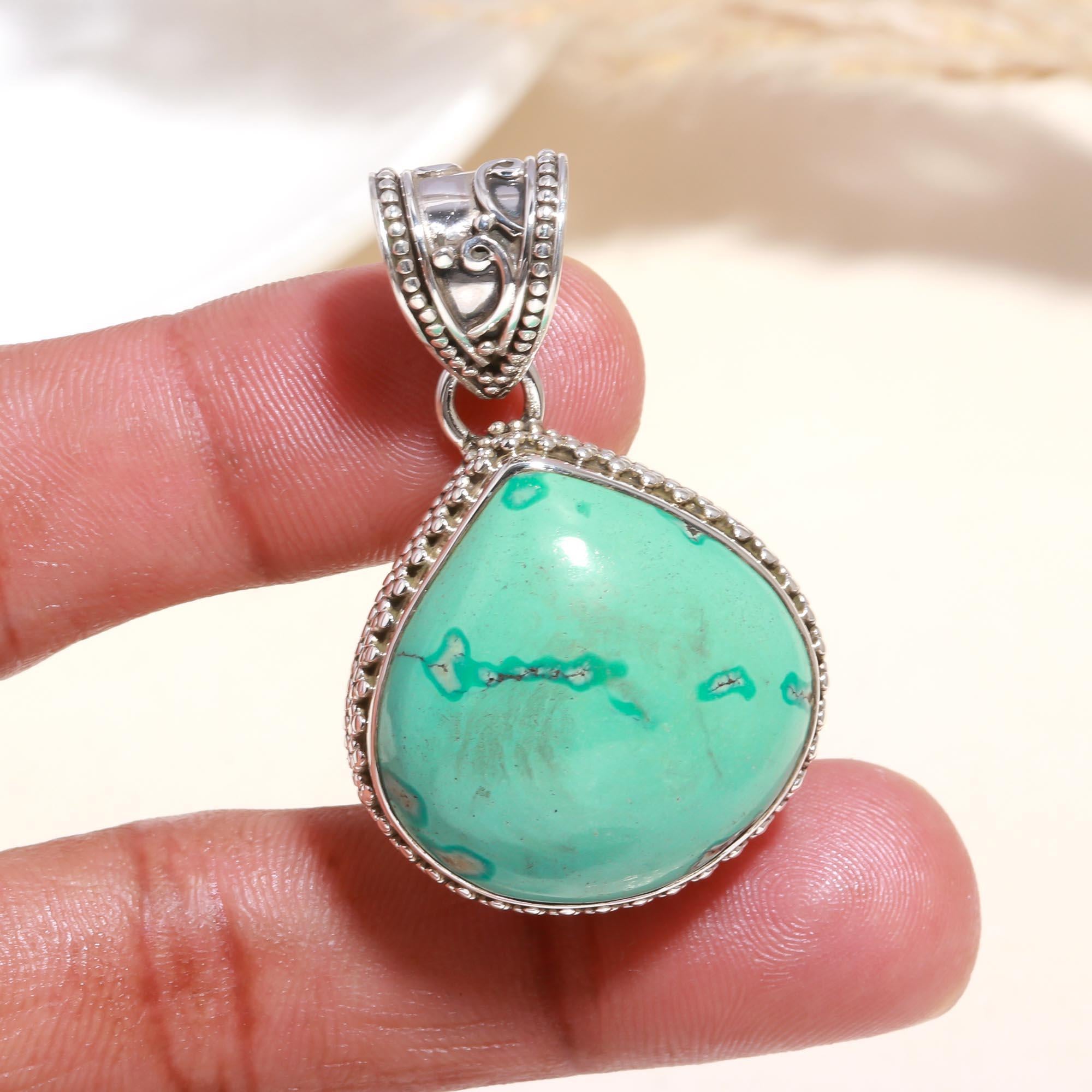 The Turquoise Empress: Teardrop Statement Pendant