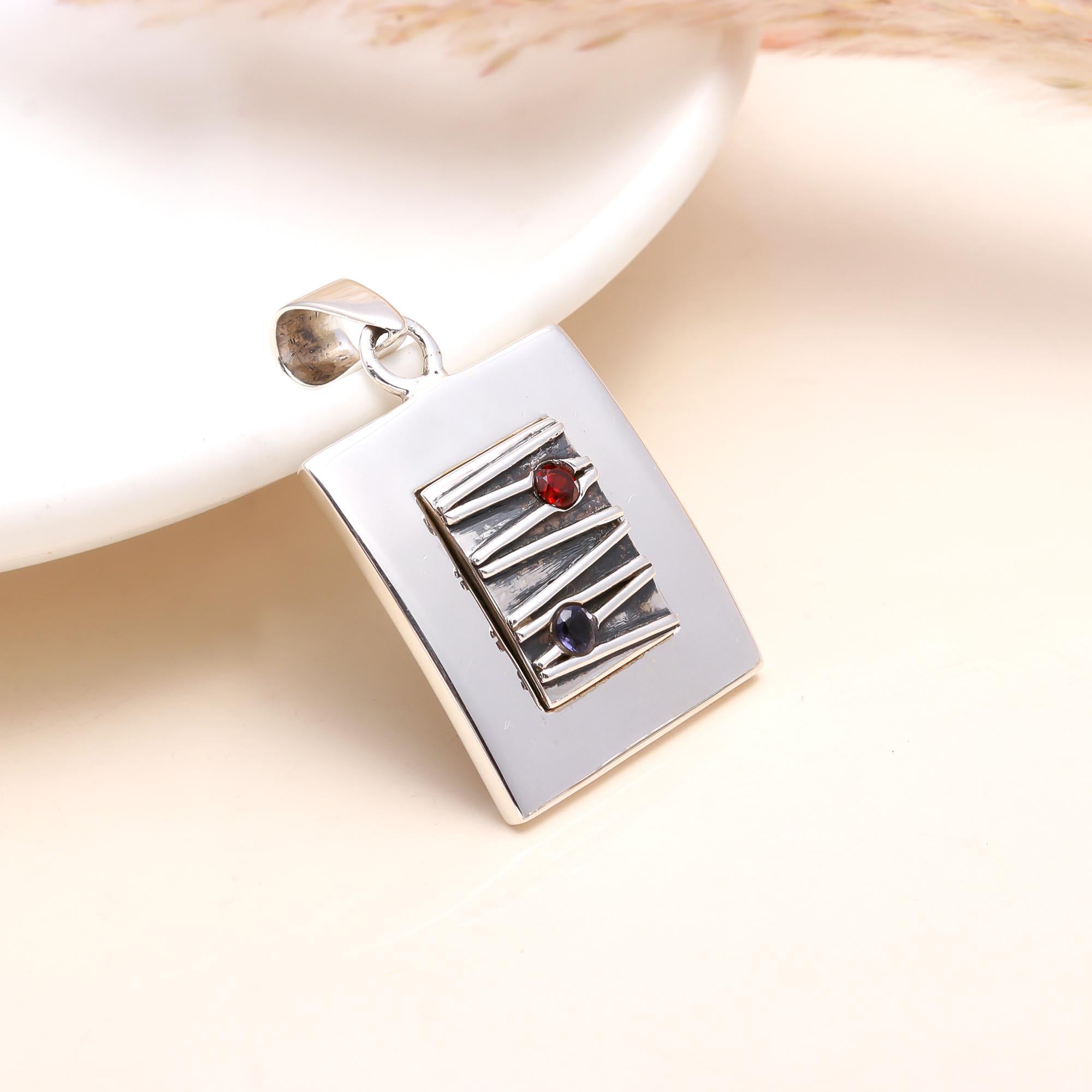 The Linear Tablet: Modern Silver Pendant