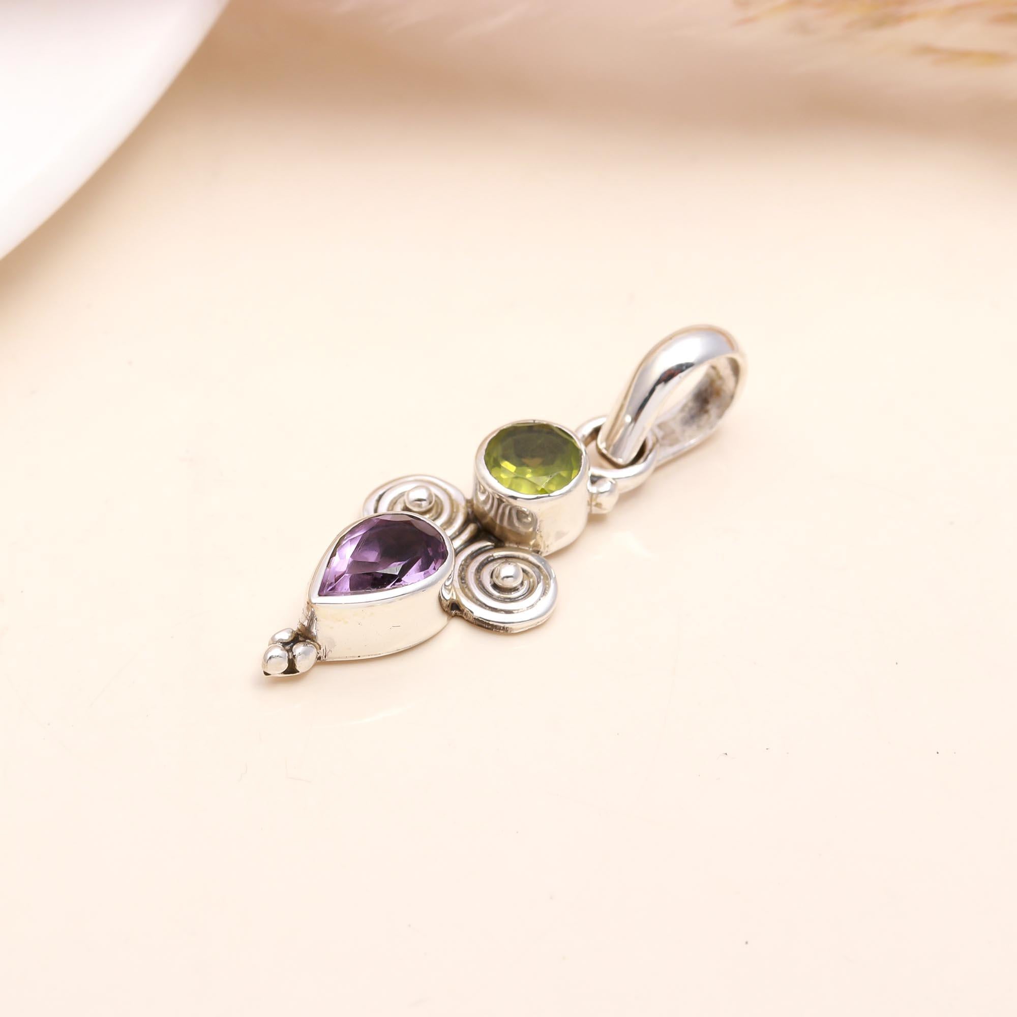 The Verdant Drop: Silver Multi-Stone Drop Charm