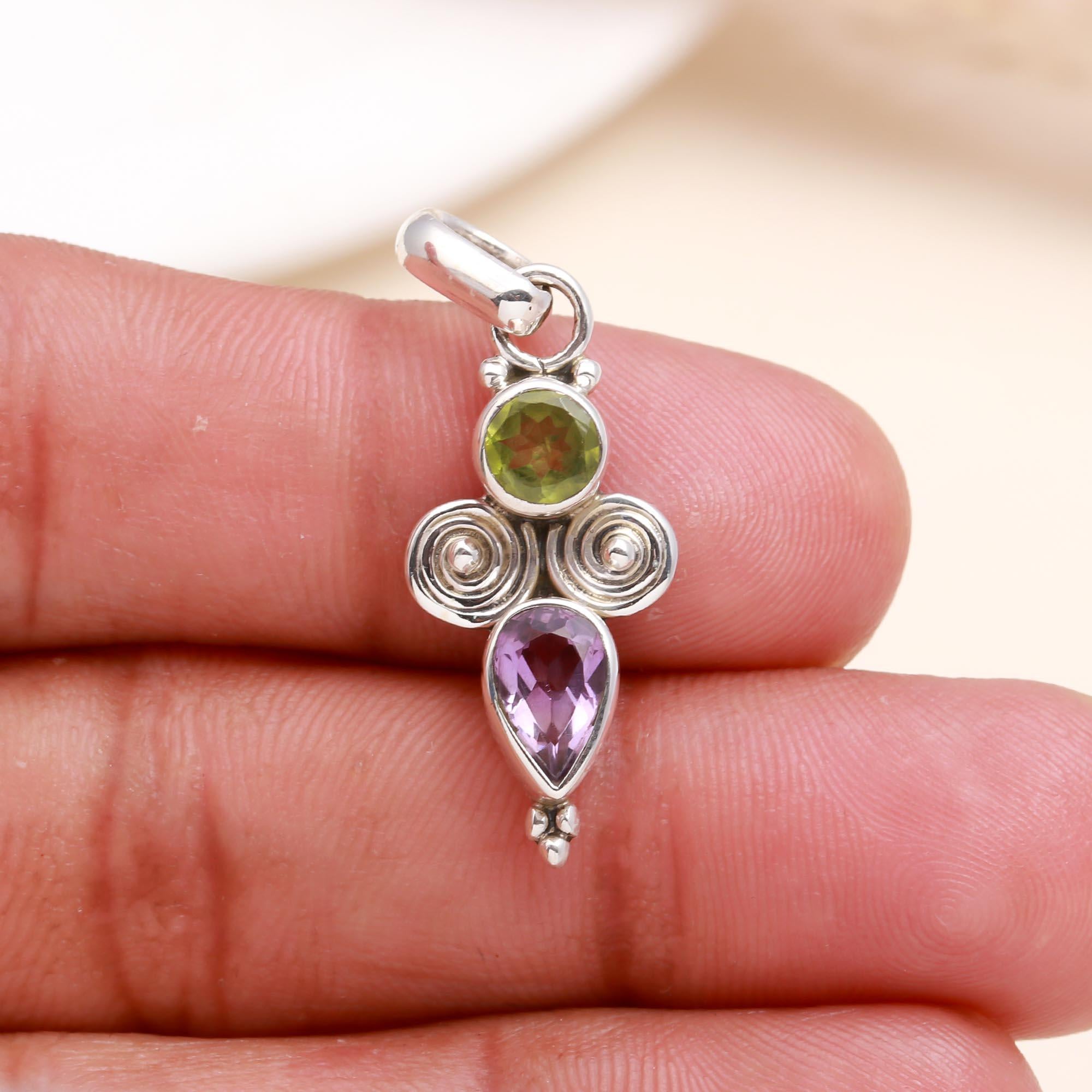 The Verdant Drop: Silver Multi-Stone Drop Charm