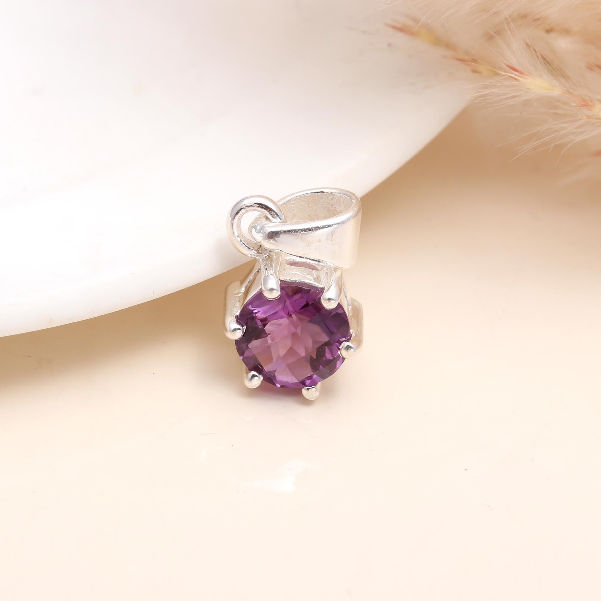 The Amethyst Solitaire: Silver Dainty Charm