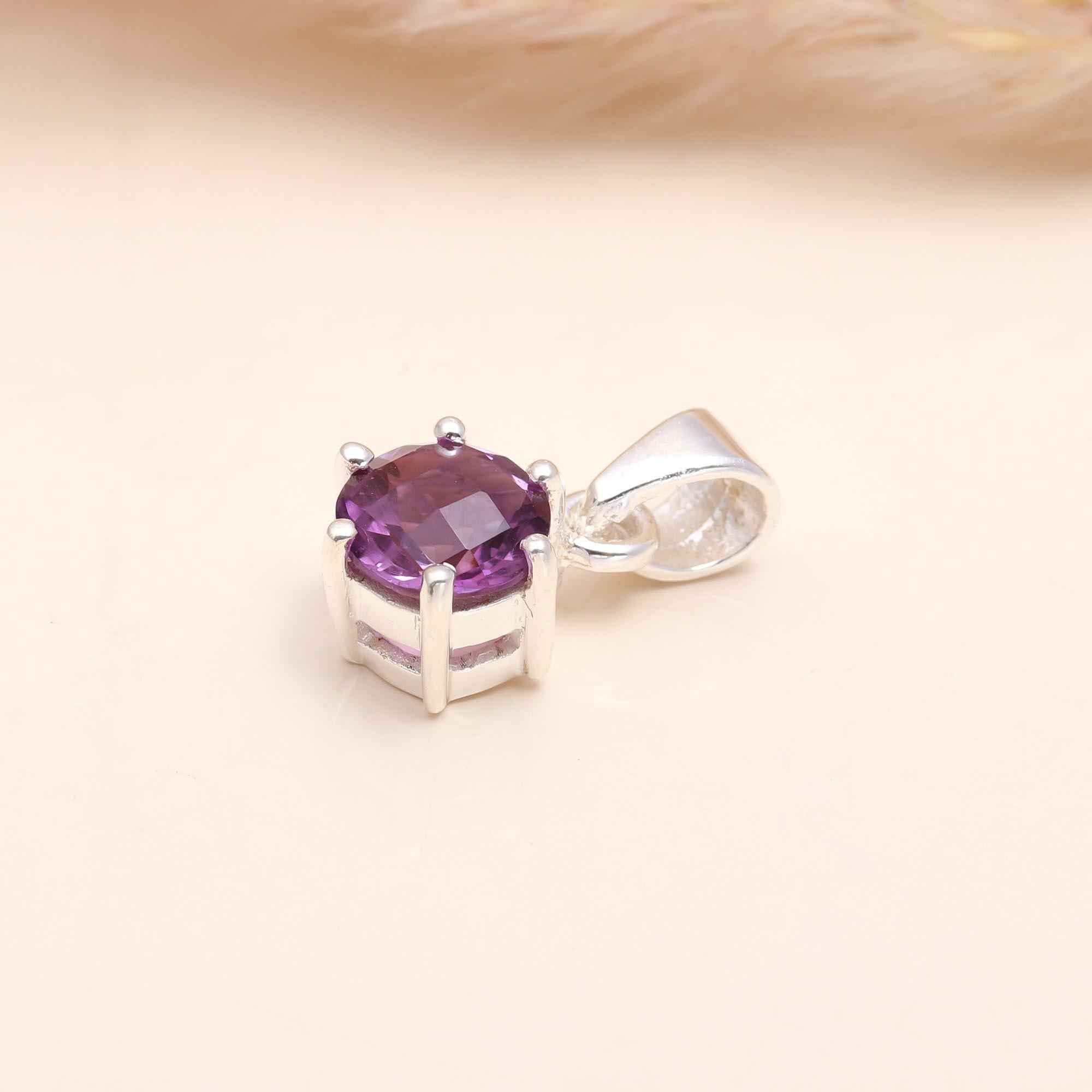 The Amethyst Solitaire: Silver Dainty Charm