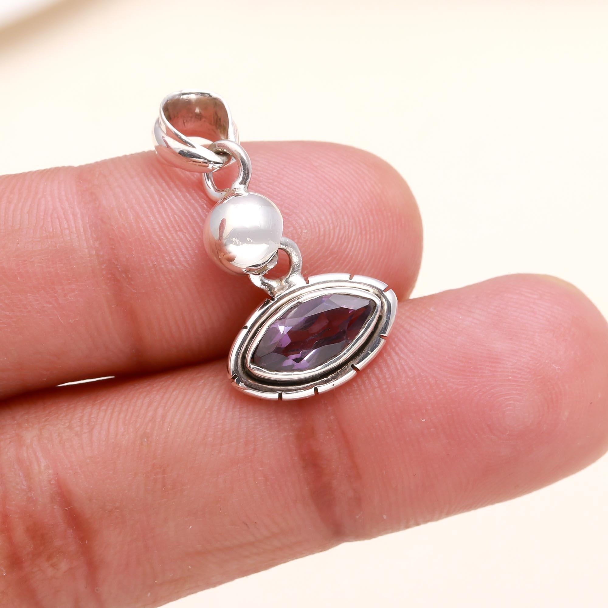 The Amethyst Horizon: Silver Marquise Statement Charm