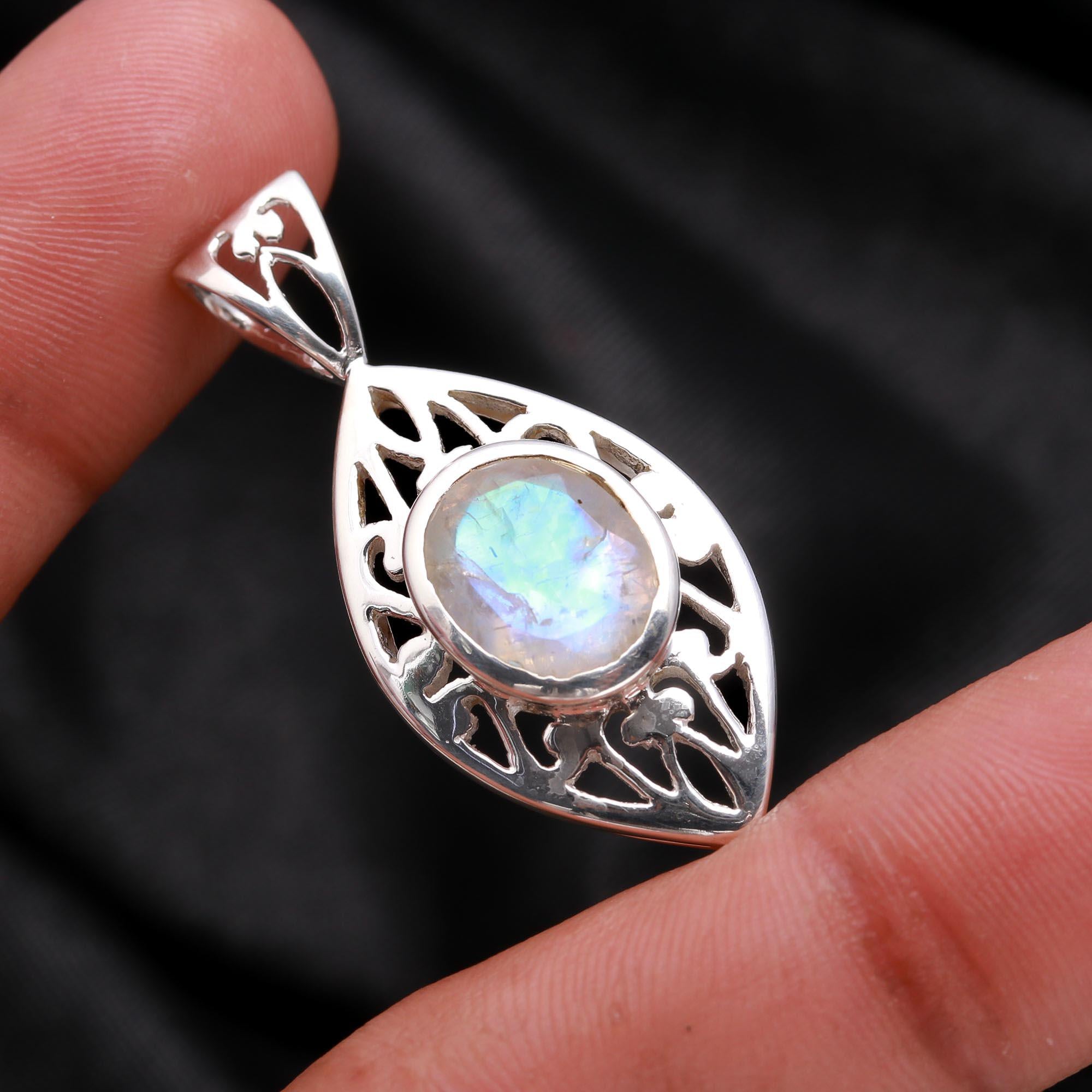 The Moonstone Lattice: Silver Filigree Statement Pendant