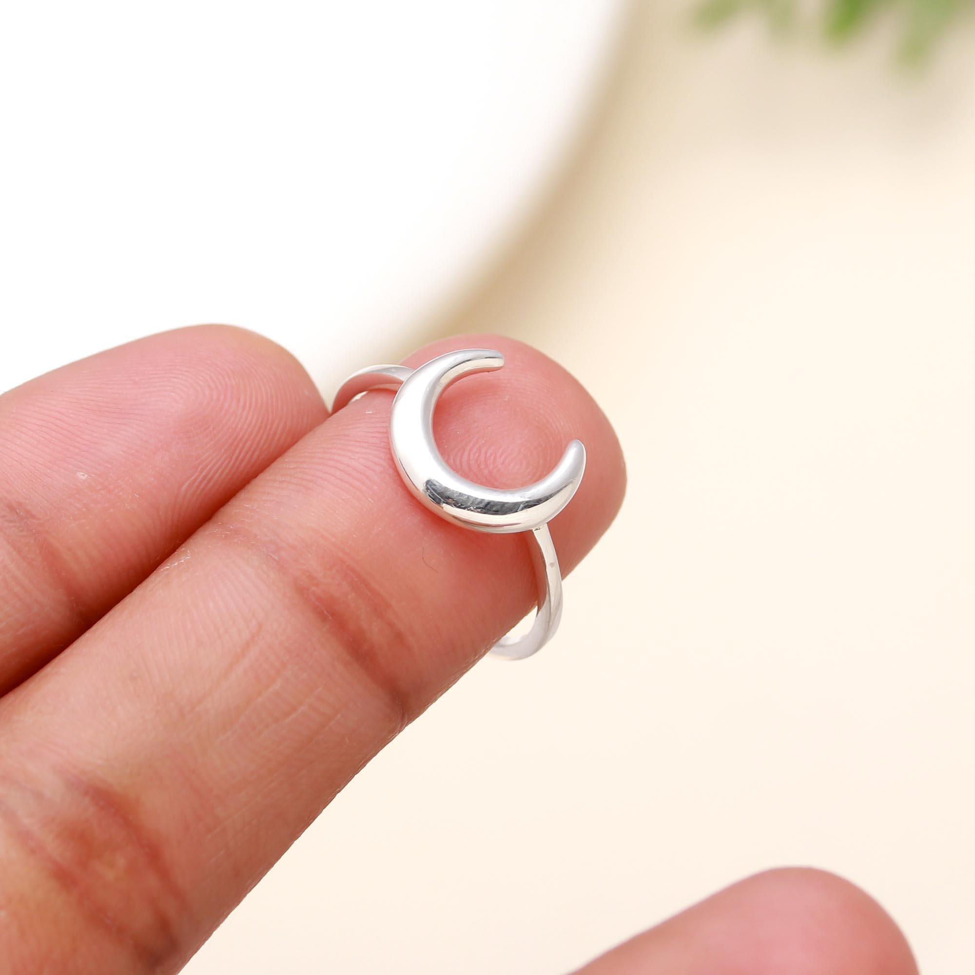 925 Silver Crescent Moon Ring