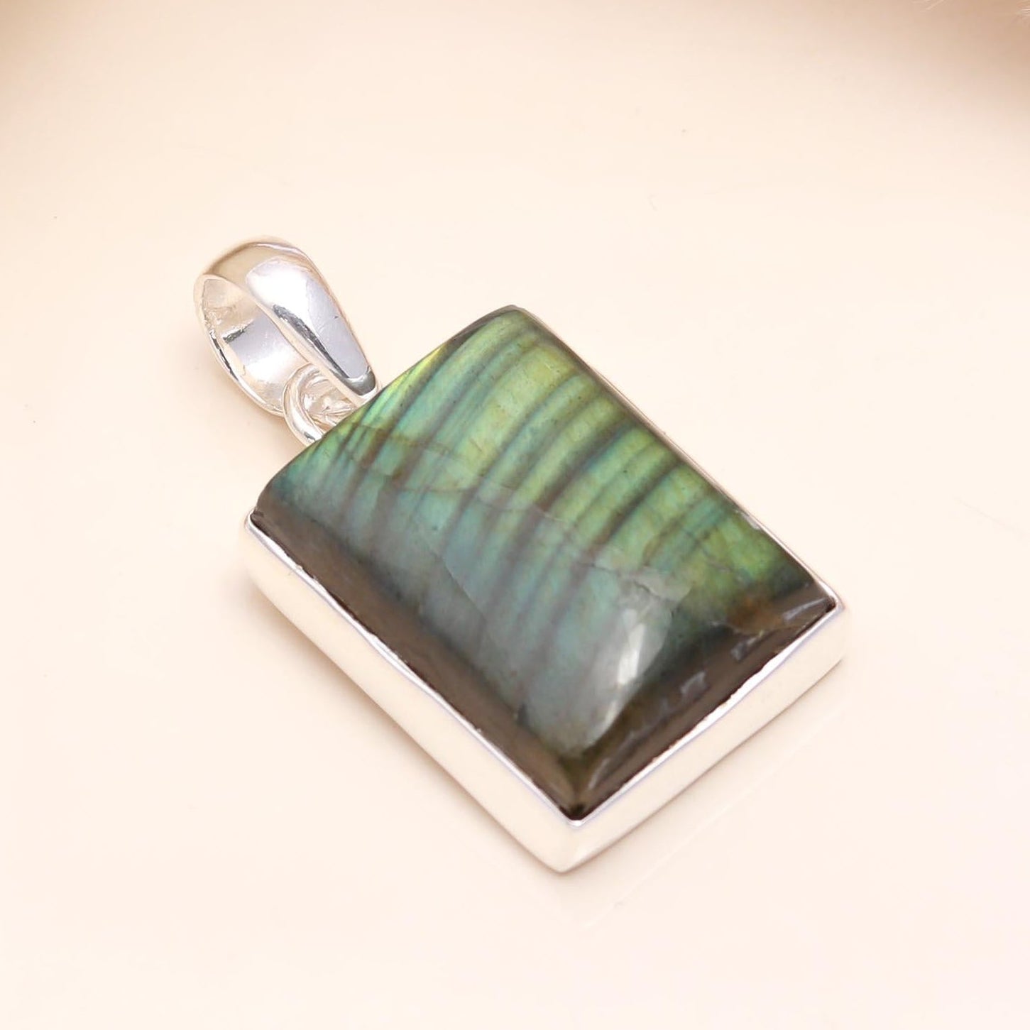 The Emerald Tablet: Labradorite Silver Pendant