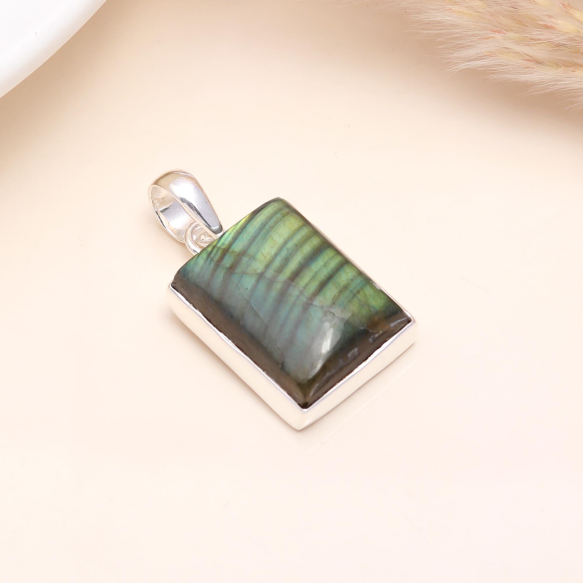 The Emerald Tablet: Labradorite Silver Pendant