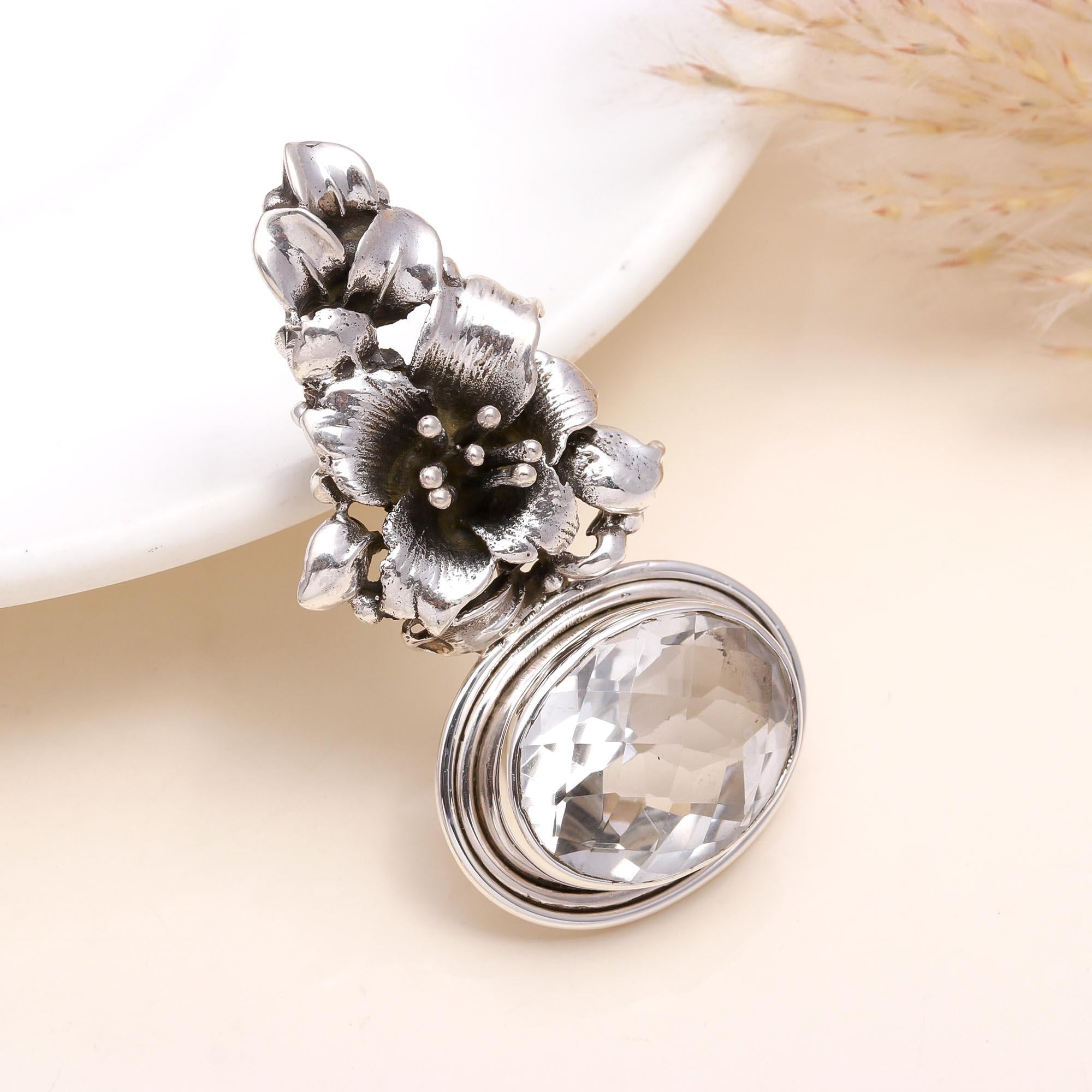 925 Silver Crystal Quartz Pendant