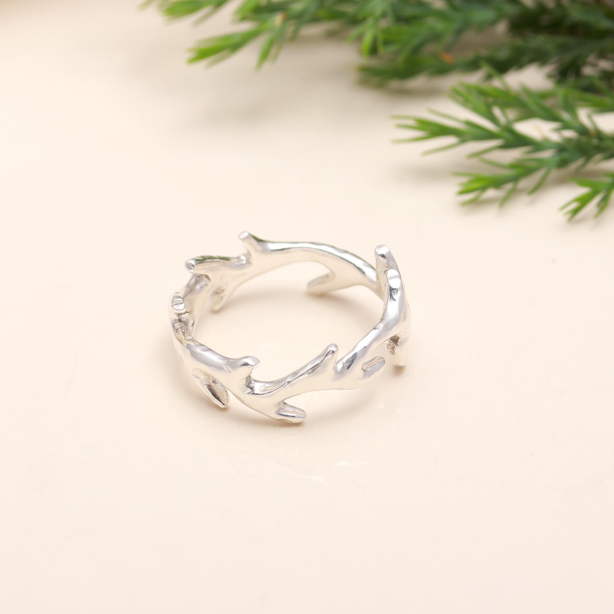 925 Silver Coral Branch Band Ring