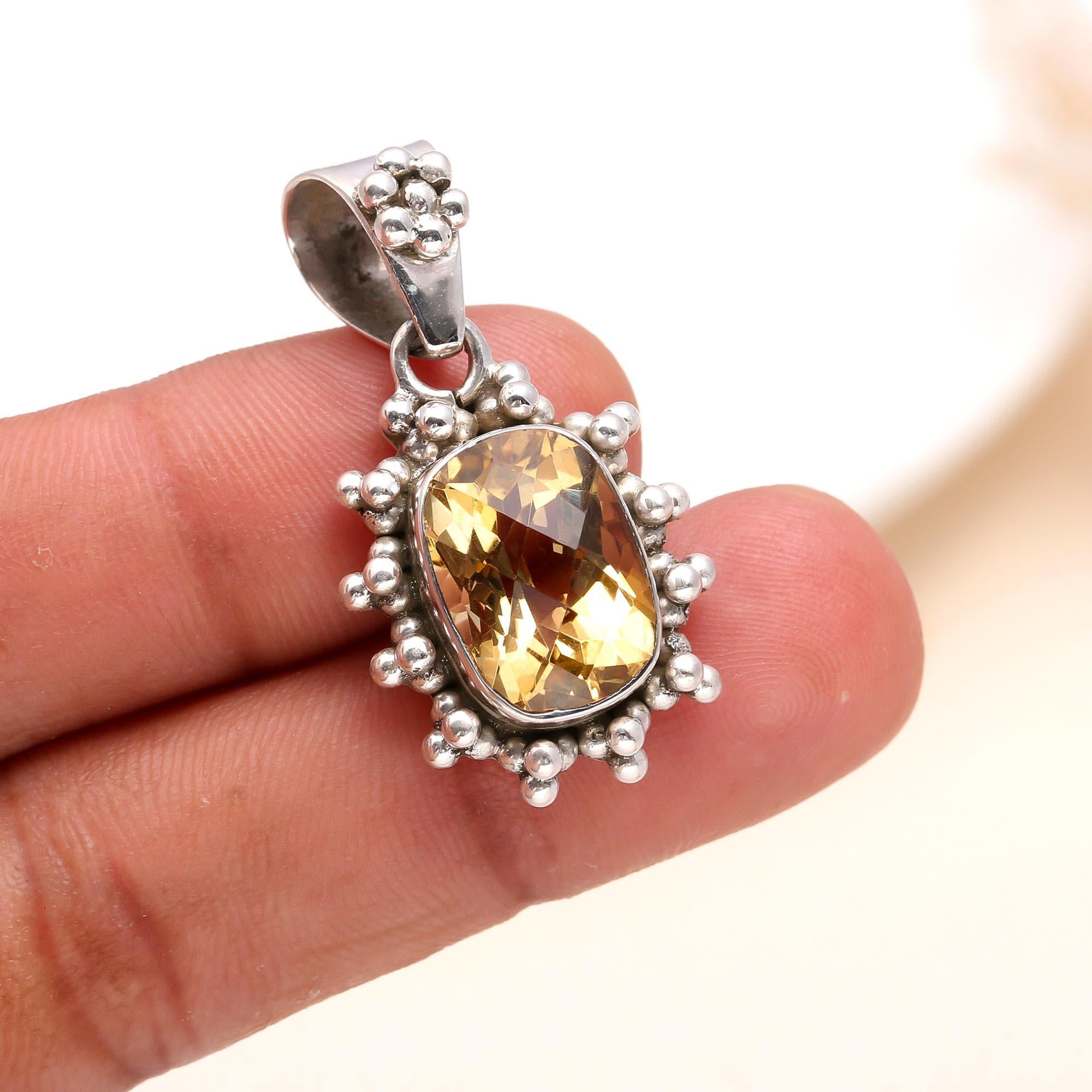 925 Sterling Silver Citrine Pendant