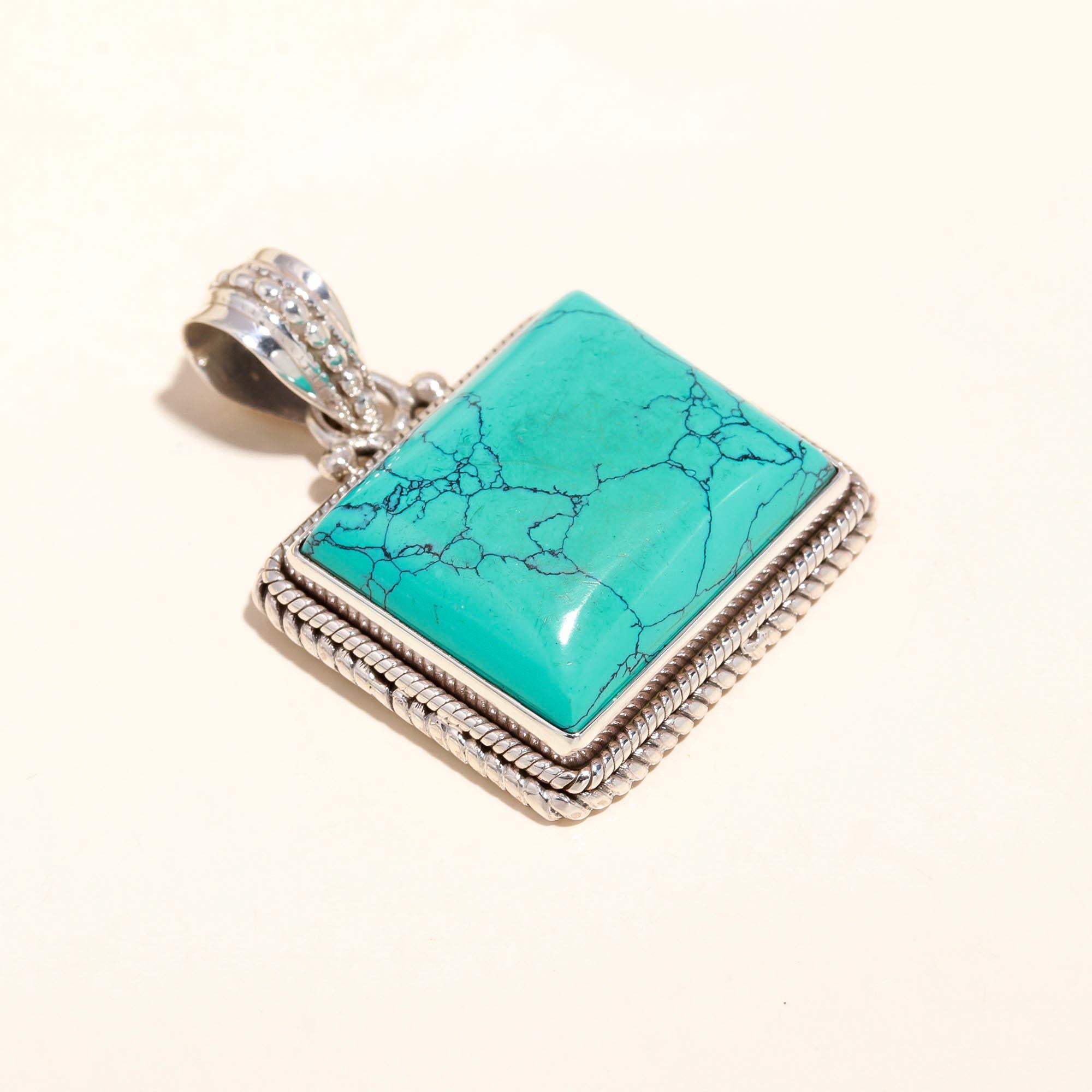 925 Sterling Silver Handmade Turquoise Boho Statement Pendant