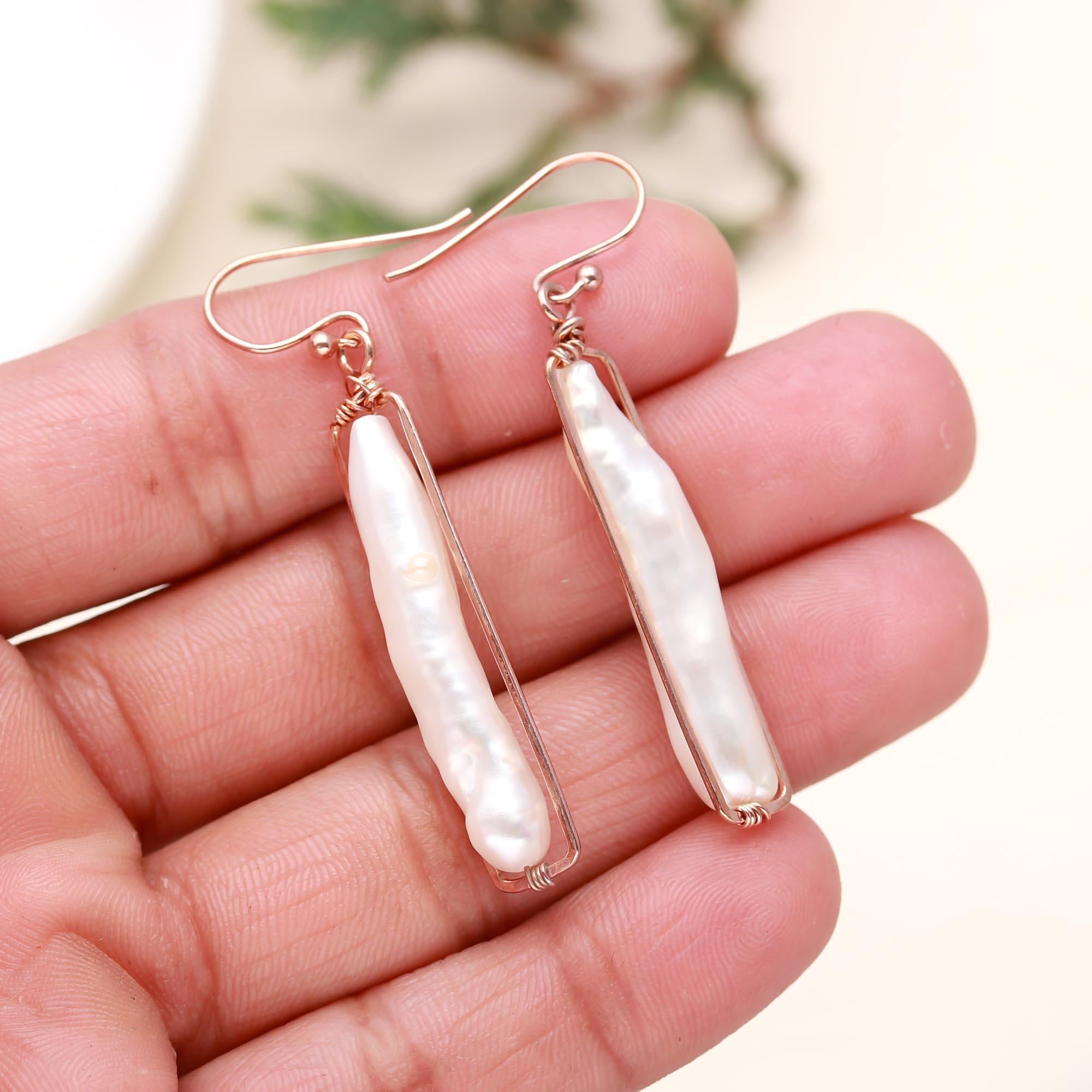 Handmade 925 Sterling Silver Peapod Freshwater Pearl Earrings