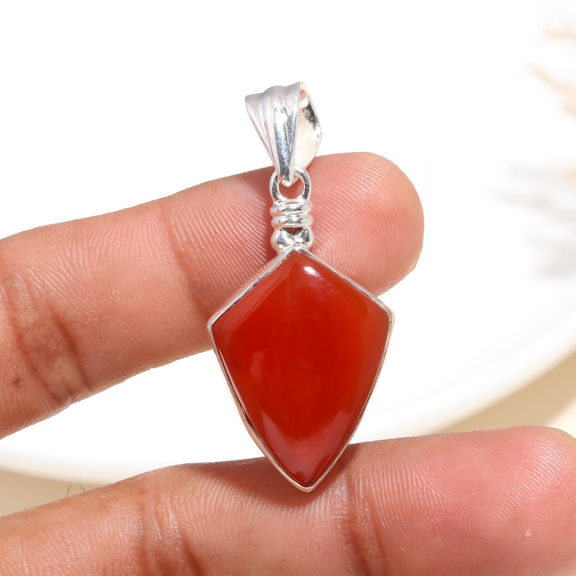 925 Silver Red Jasper Pendant