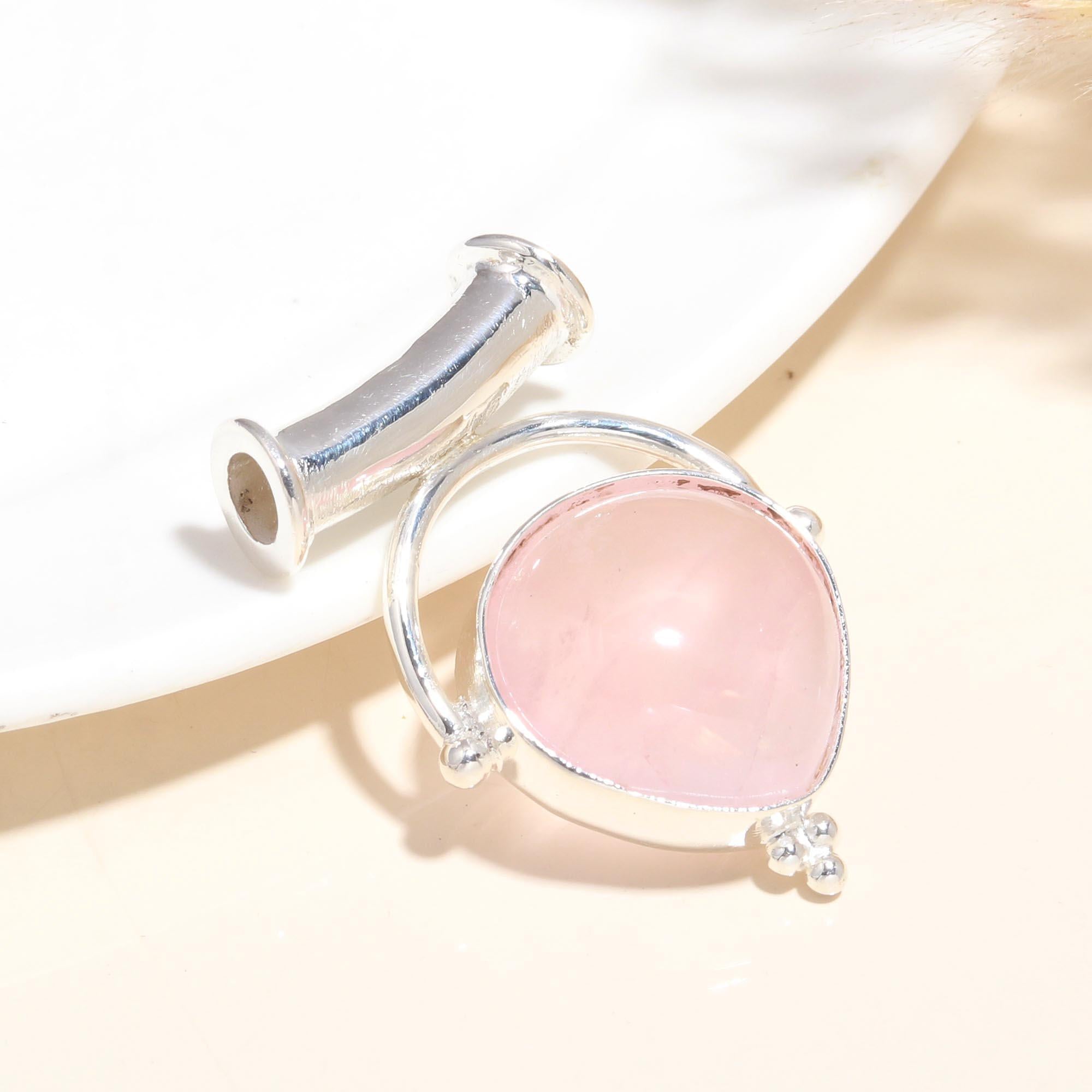 925 Silver Rose Quartz Pendant