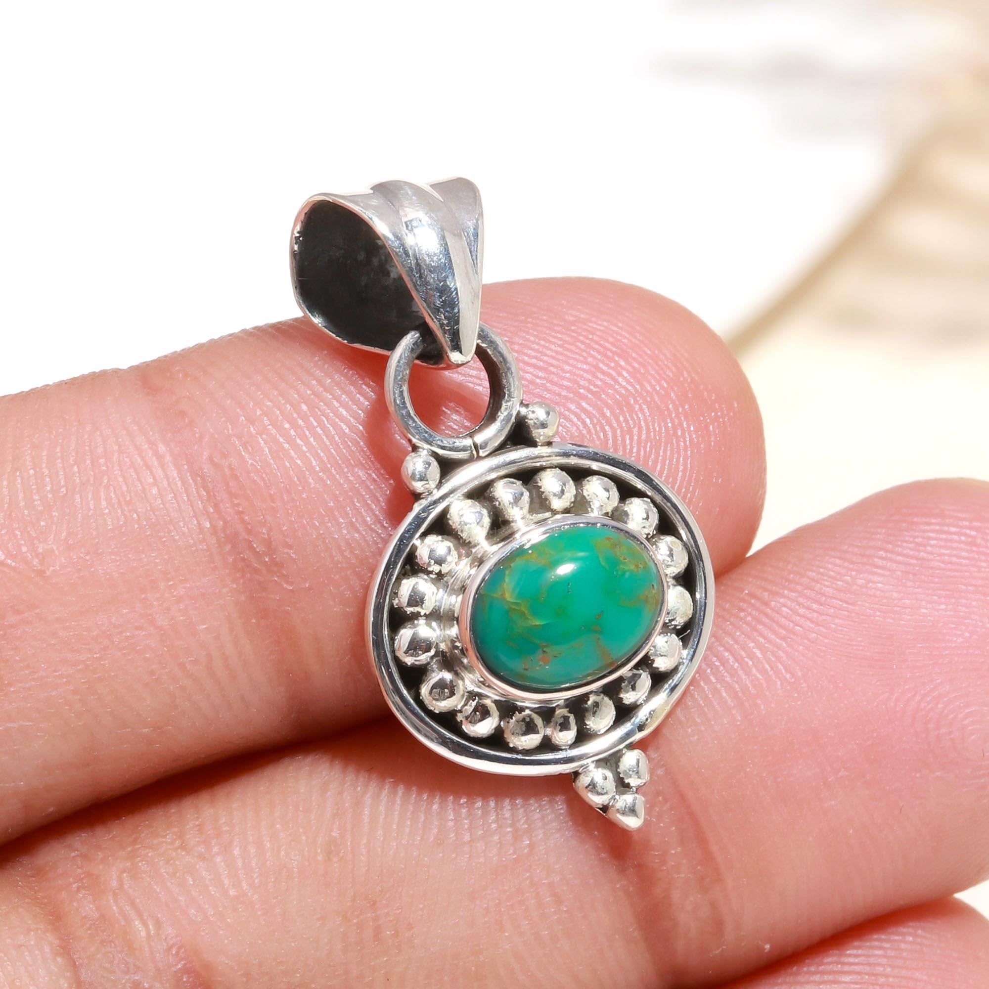 925 Sterling Silver Turquoise Handmade Boho Pendant