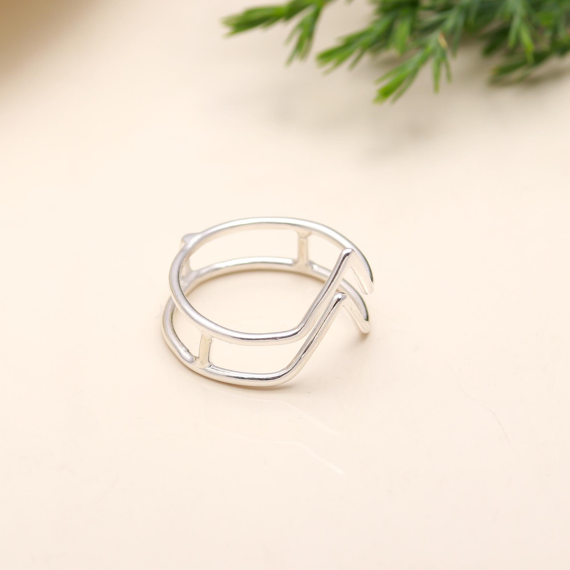 925 Silver Double Zigzag Ring