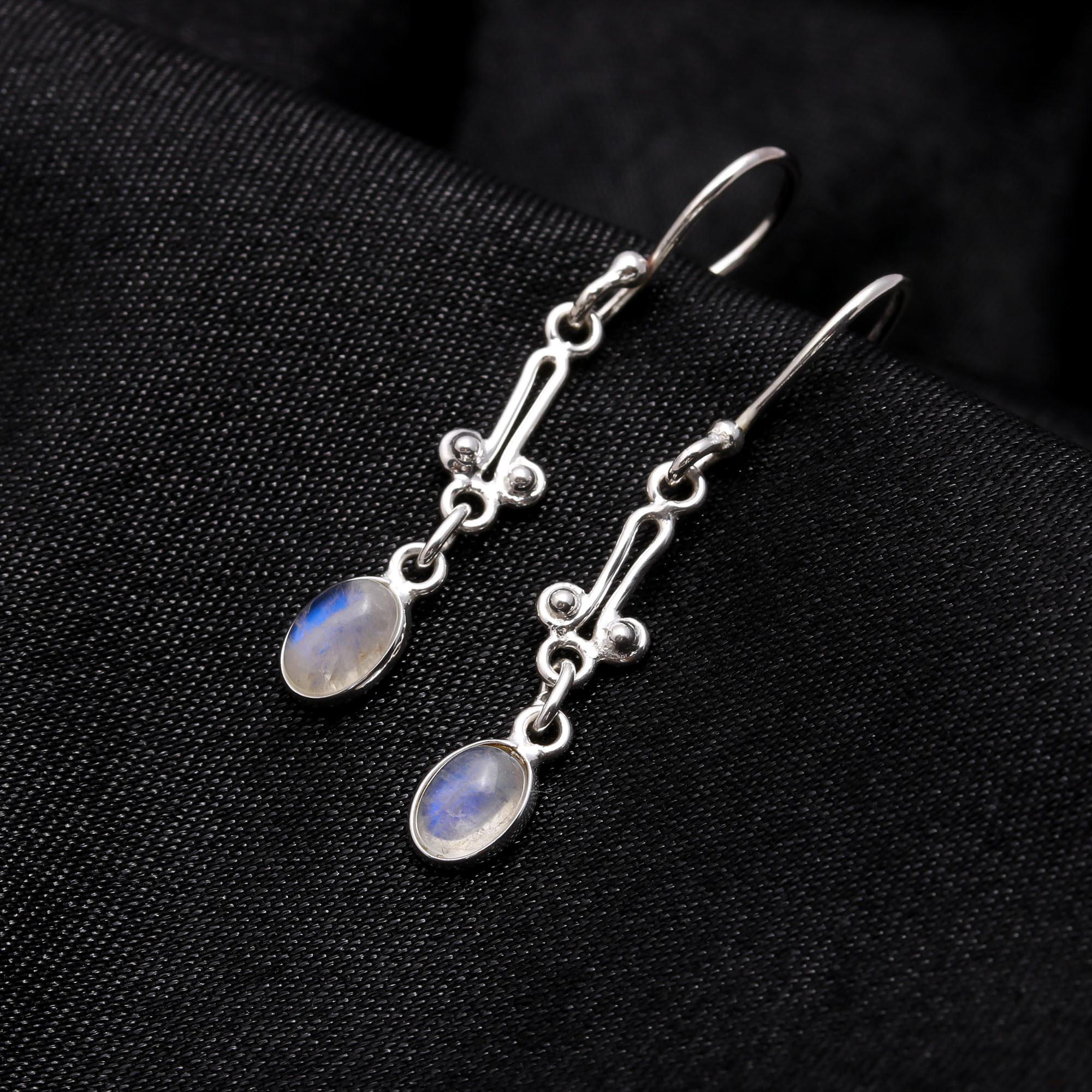 925 Sterling Silver Moonstone Dangle Earrings