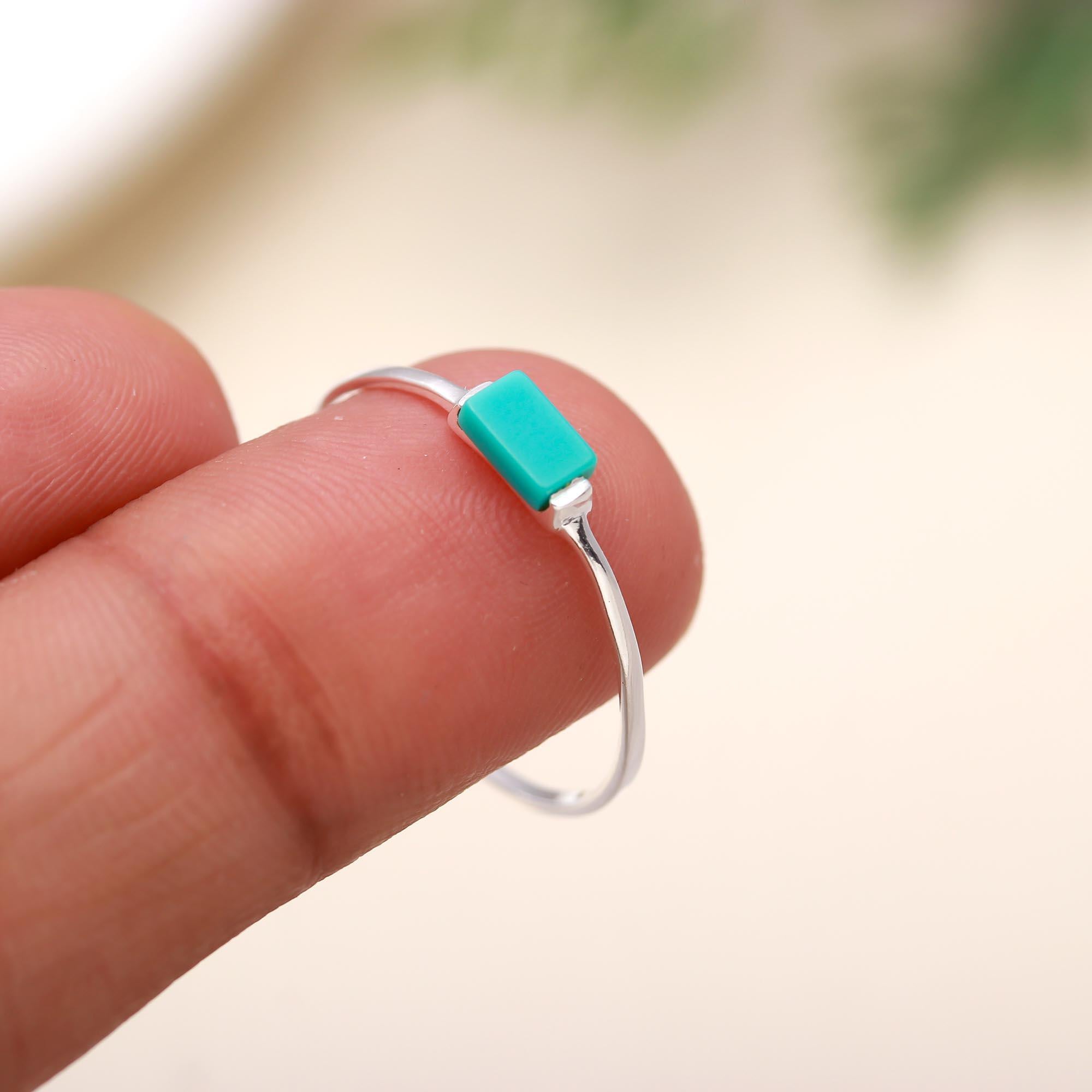925 Silver Turquoise Bar Ring