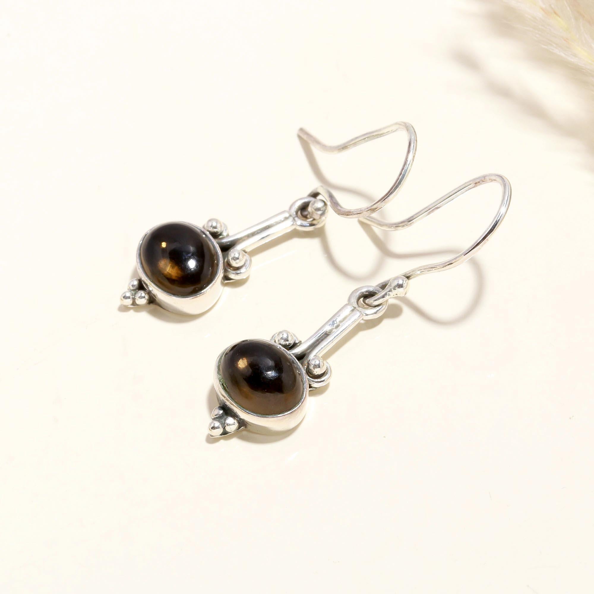 925 Sterling Silver Smoky Quartz Dangle Earrings