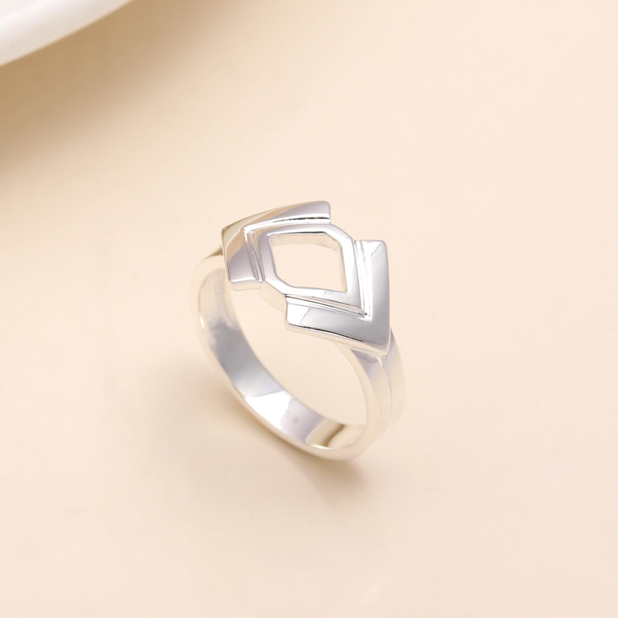 925 Sterling Silver Modern Geometric Openwork Ring