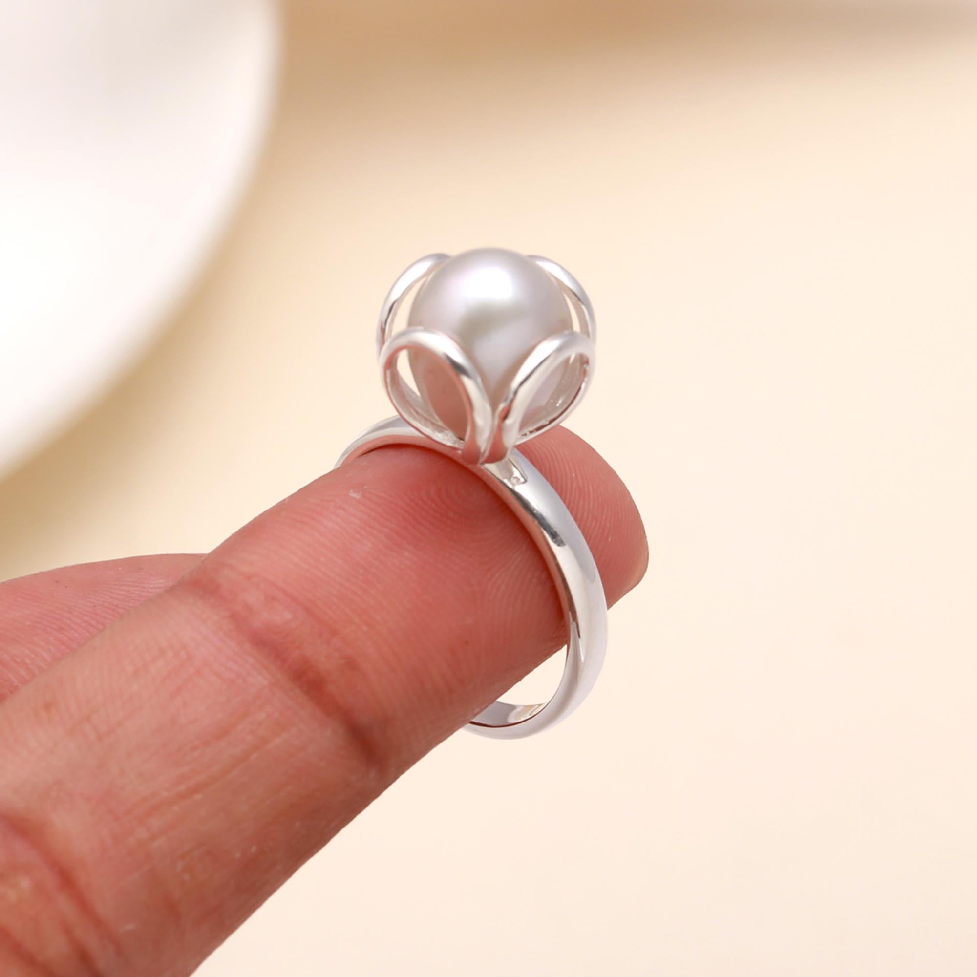 925 Sterling Silver Pearl Solitaire Ring