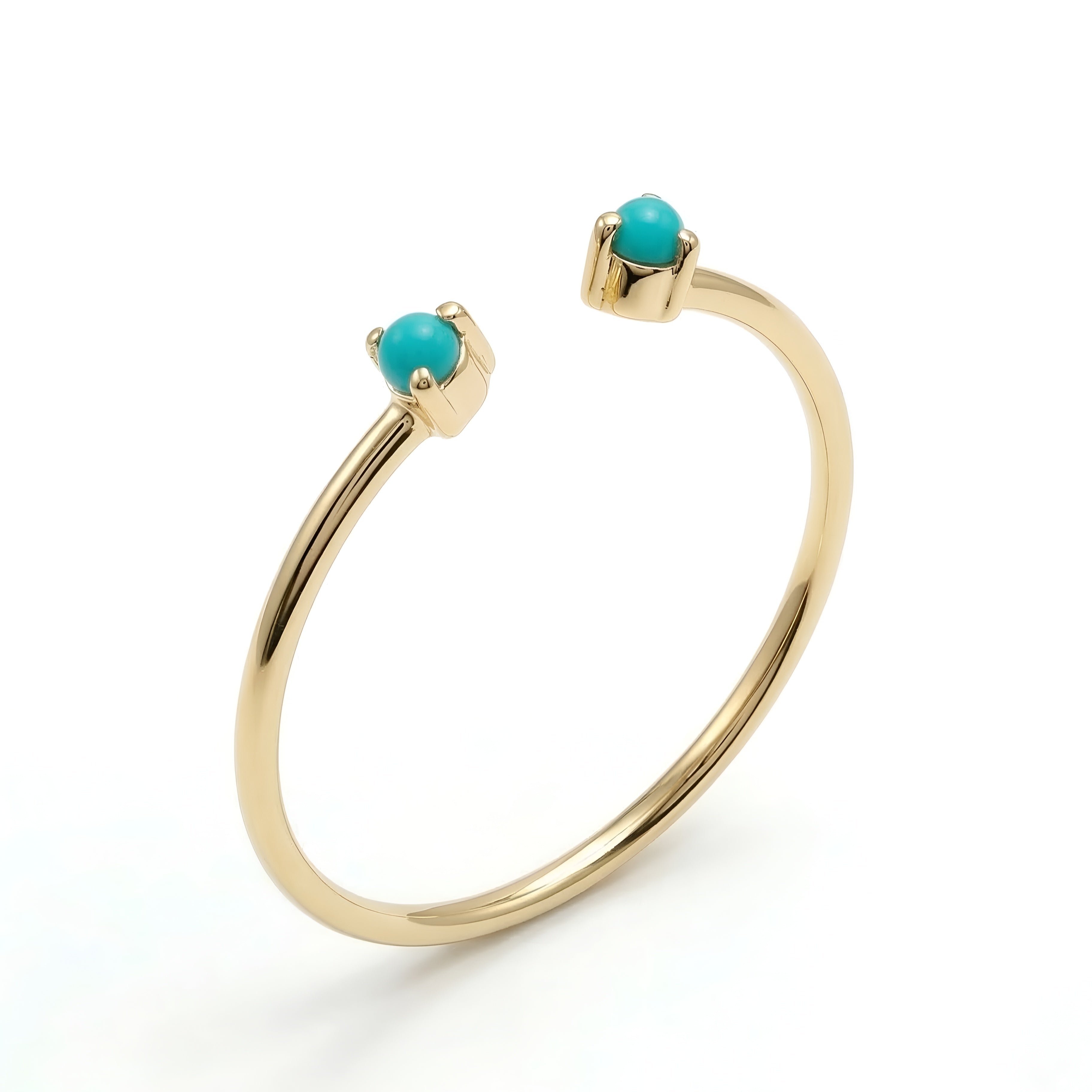 The Turquoise Twin: Open Cuff Gold Ring