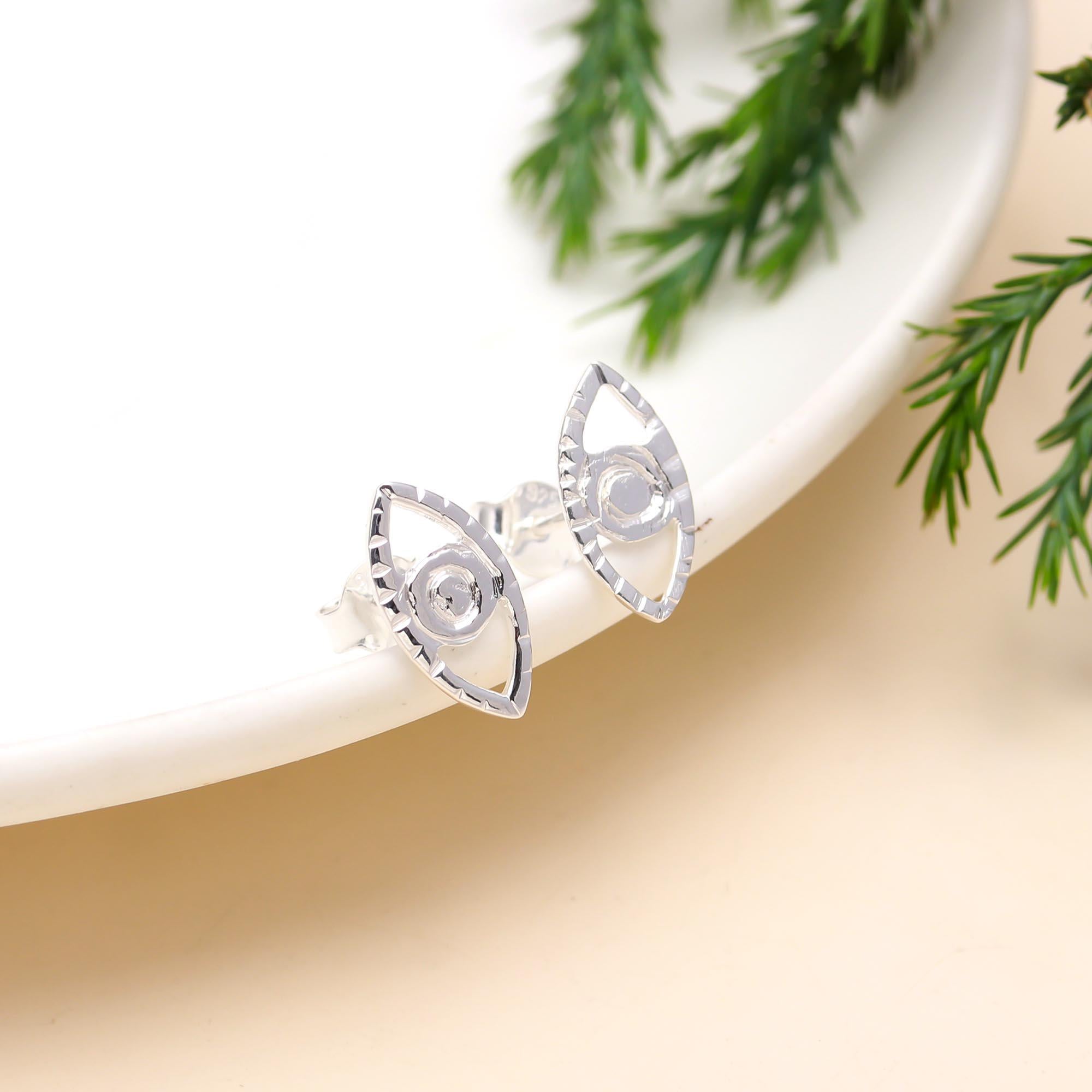 925 Sterling Silver Evil Eye Stud Earrings