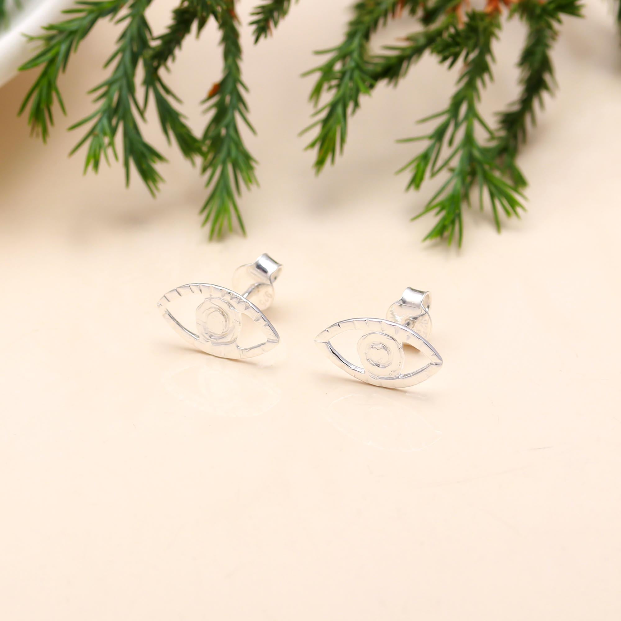 925 Sterling Silver Evil Eye Stud Earrings