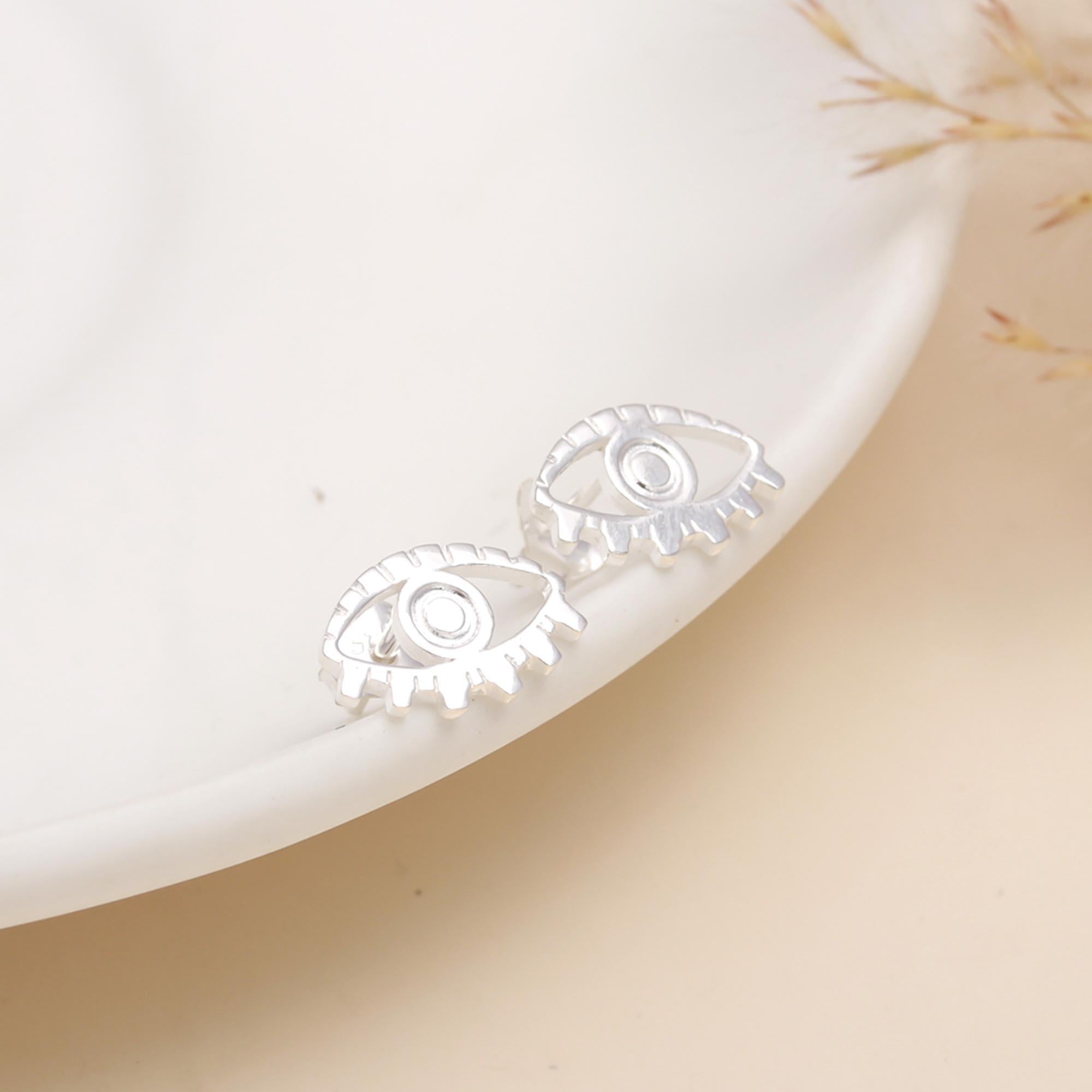 925 Sterling Silver Evil Eye Stud Earrings