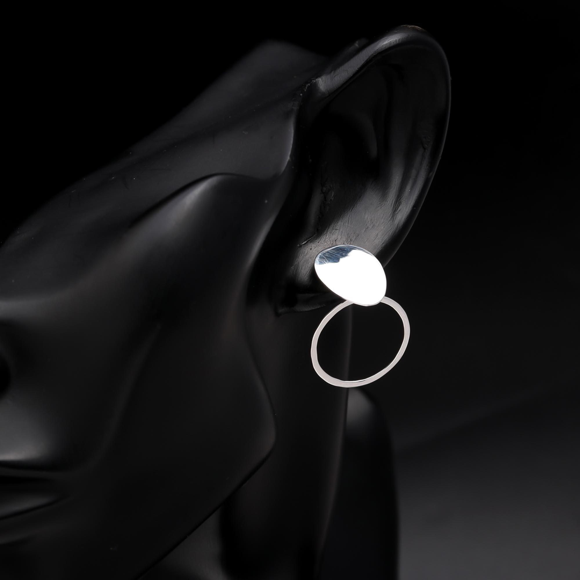 925 Sterling Silver Geometric Circle Studs Earrings