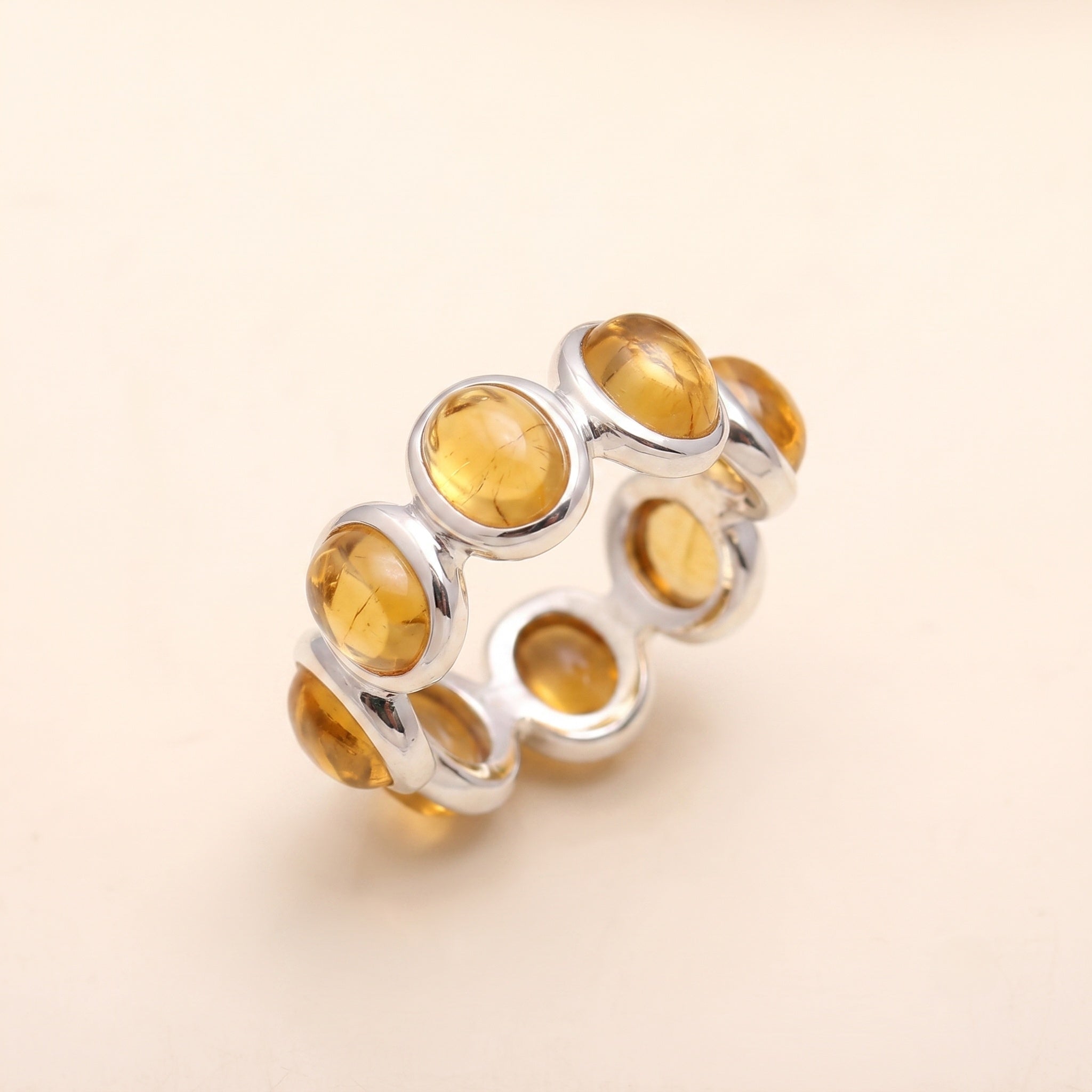 The Lunar Circle: Rainbow Moonstone Oval Eternity Band