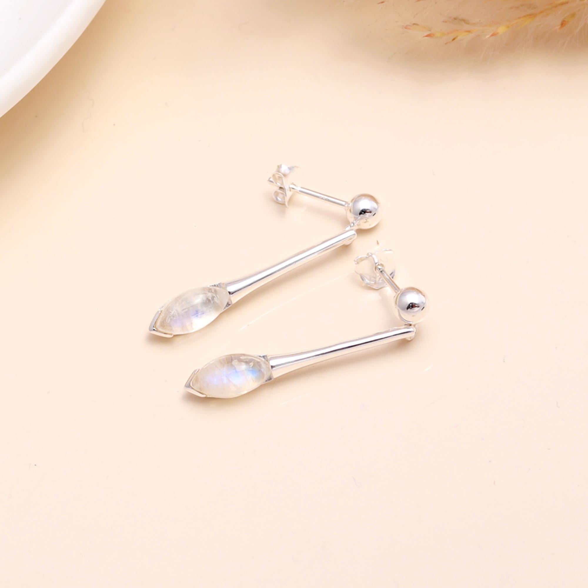 925 Sterling Silver Moonstone Drop Earrings