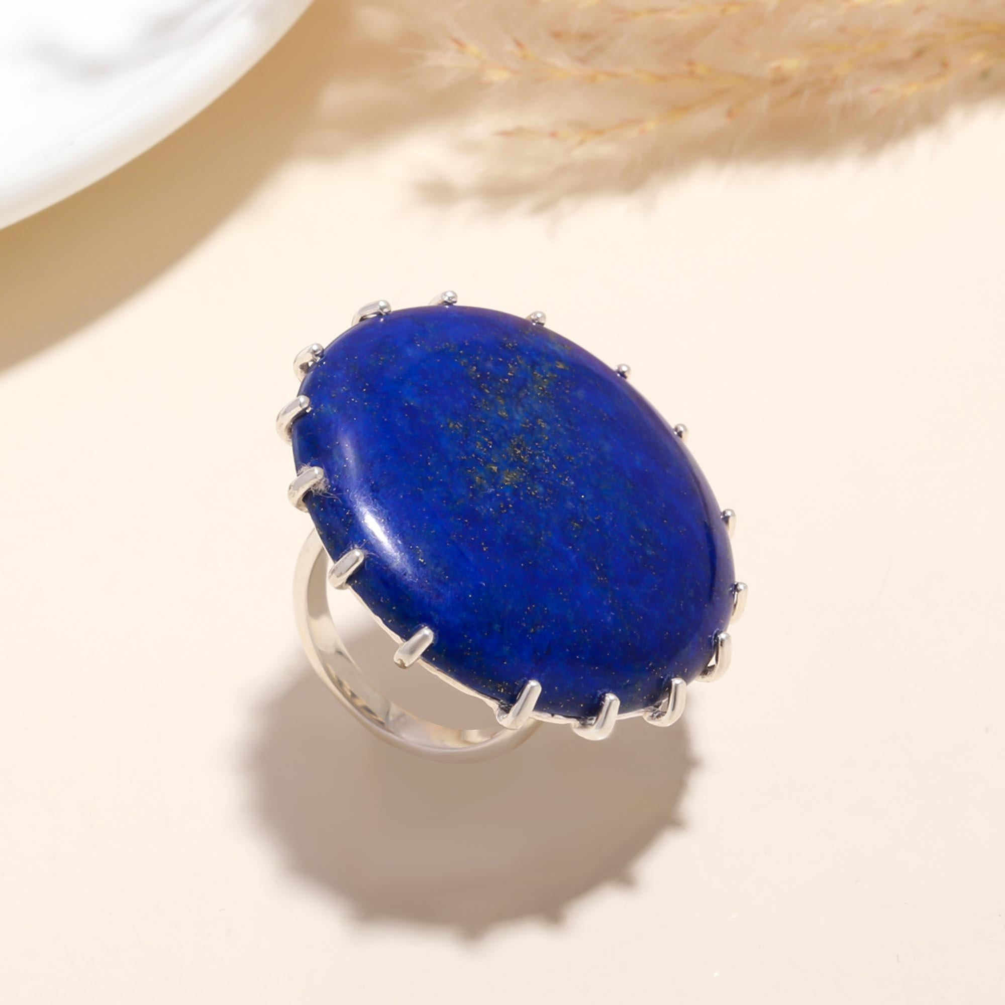 925 Sterling Silver Lapis Lazuli Statement Ring