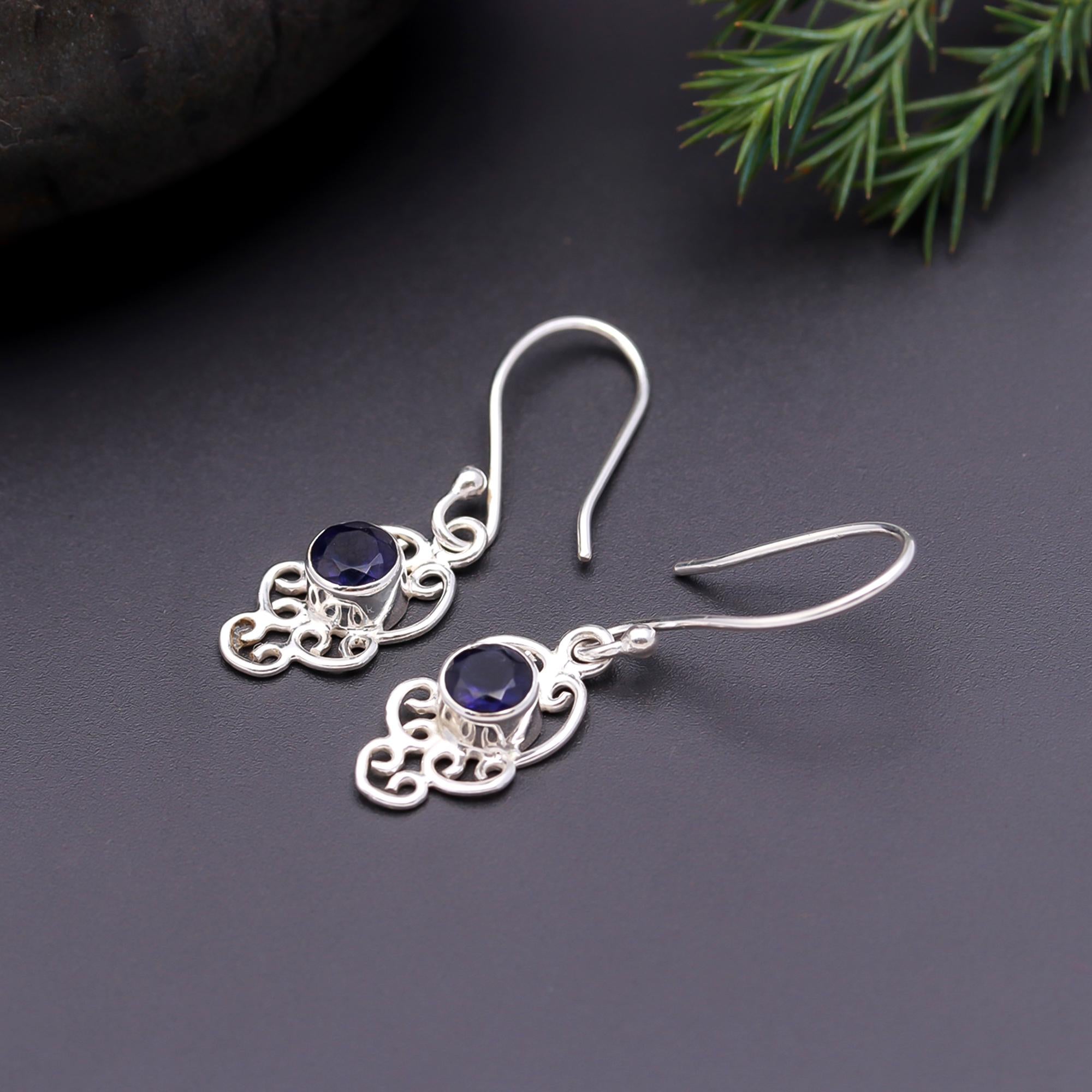 925 Silver Filigree Amethyst Drop Earrings