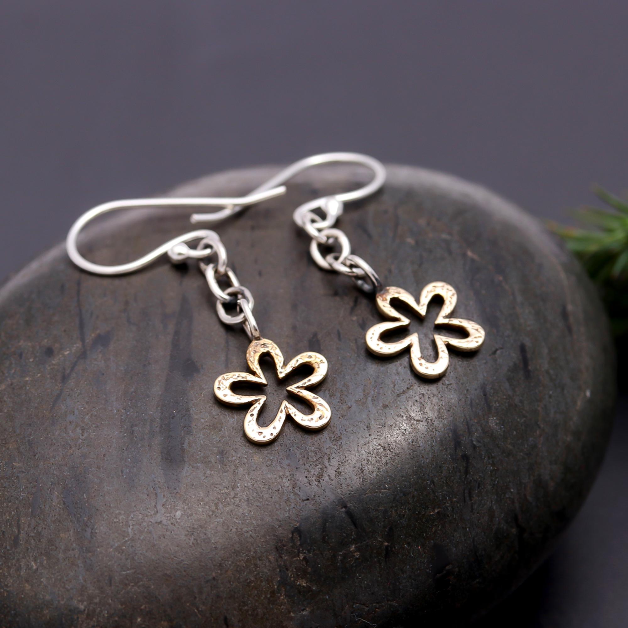 925 Silver Floral Dangling Earrings