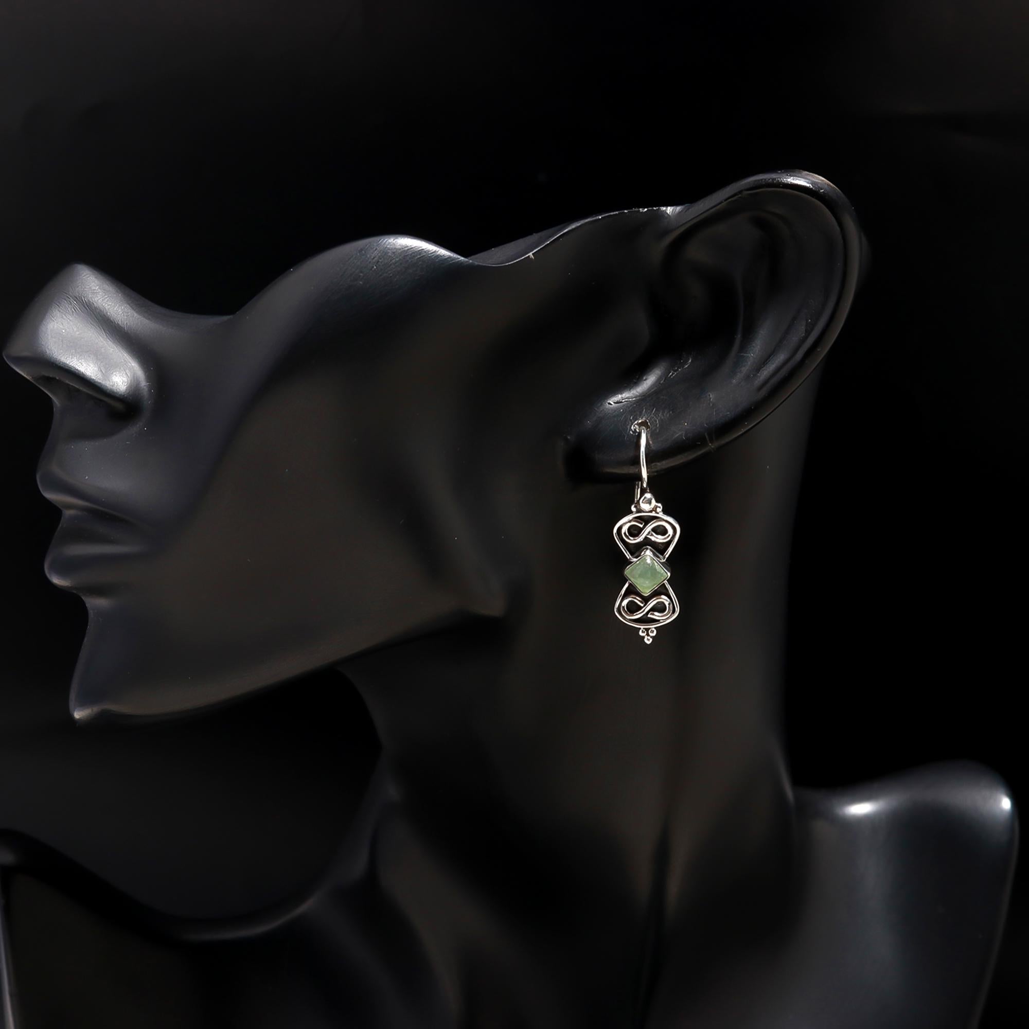 925 Silver Aventurine Dangle Earrings