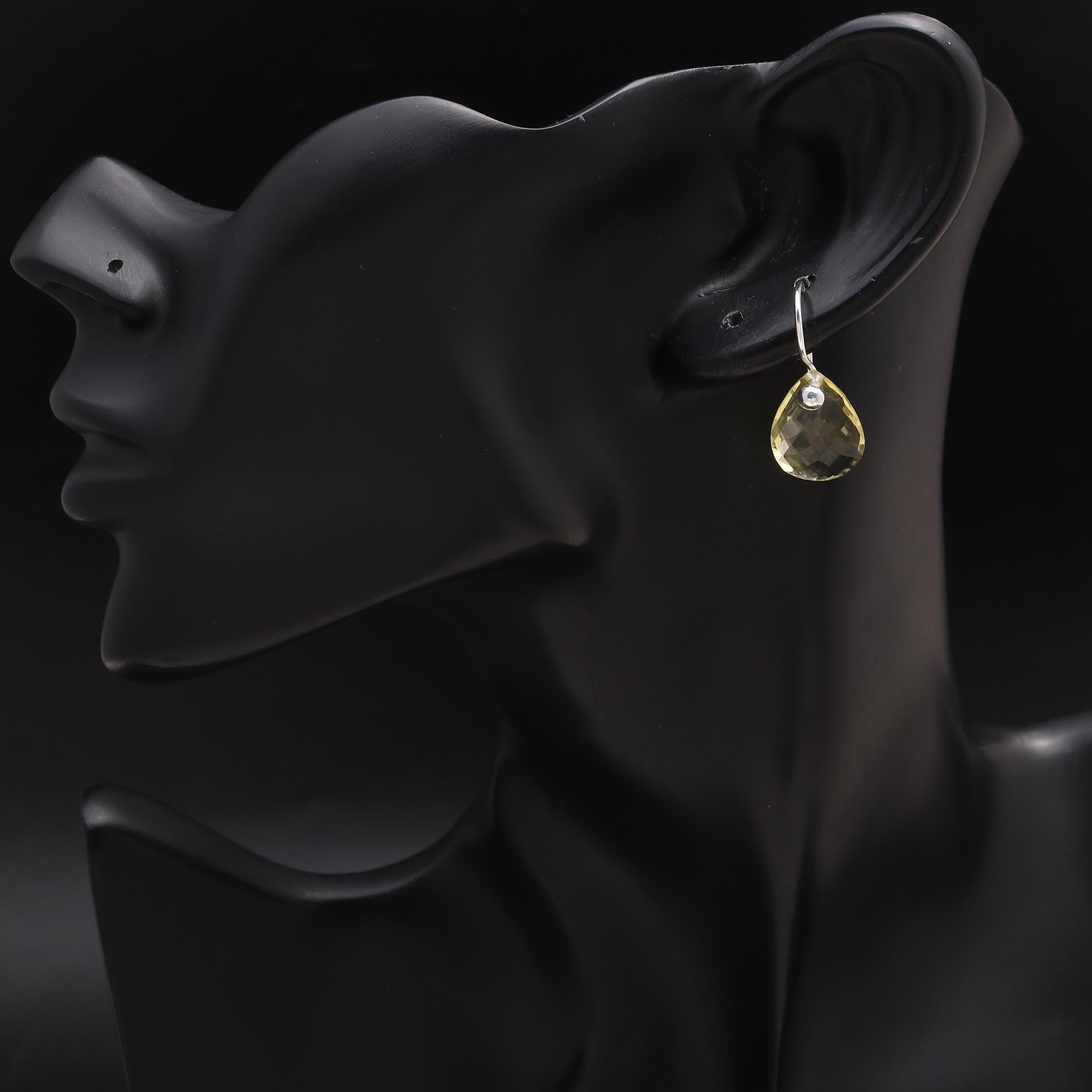 The Lemon Dewdrops: Lemon Quartz Teardrop Silver Earrings