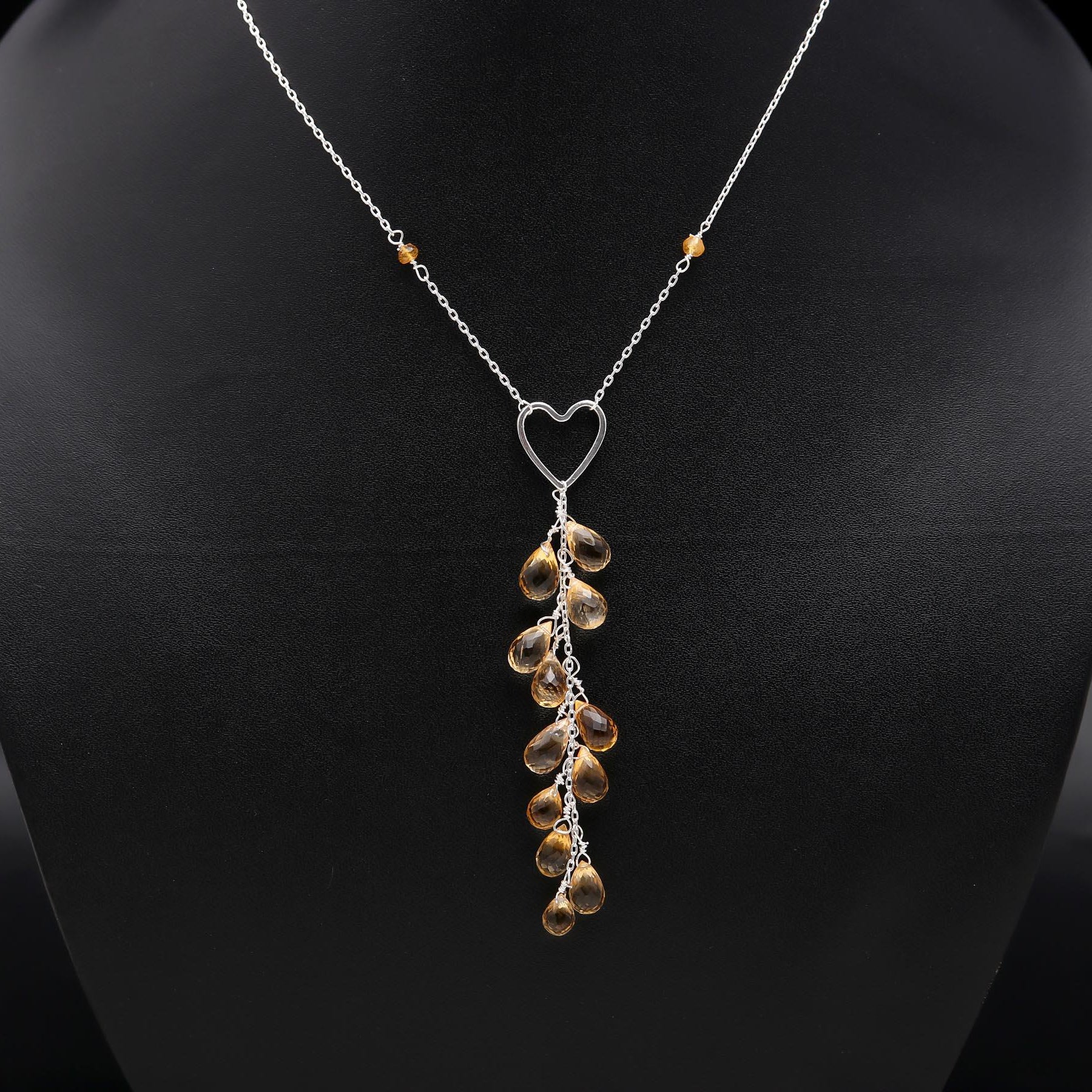 925 Silver Citrine Heart Necklace
