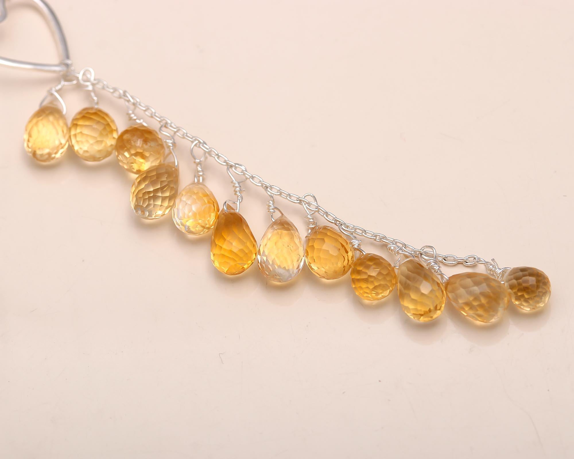 925 Silver Citrine Heart Necklace